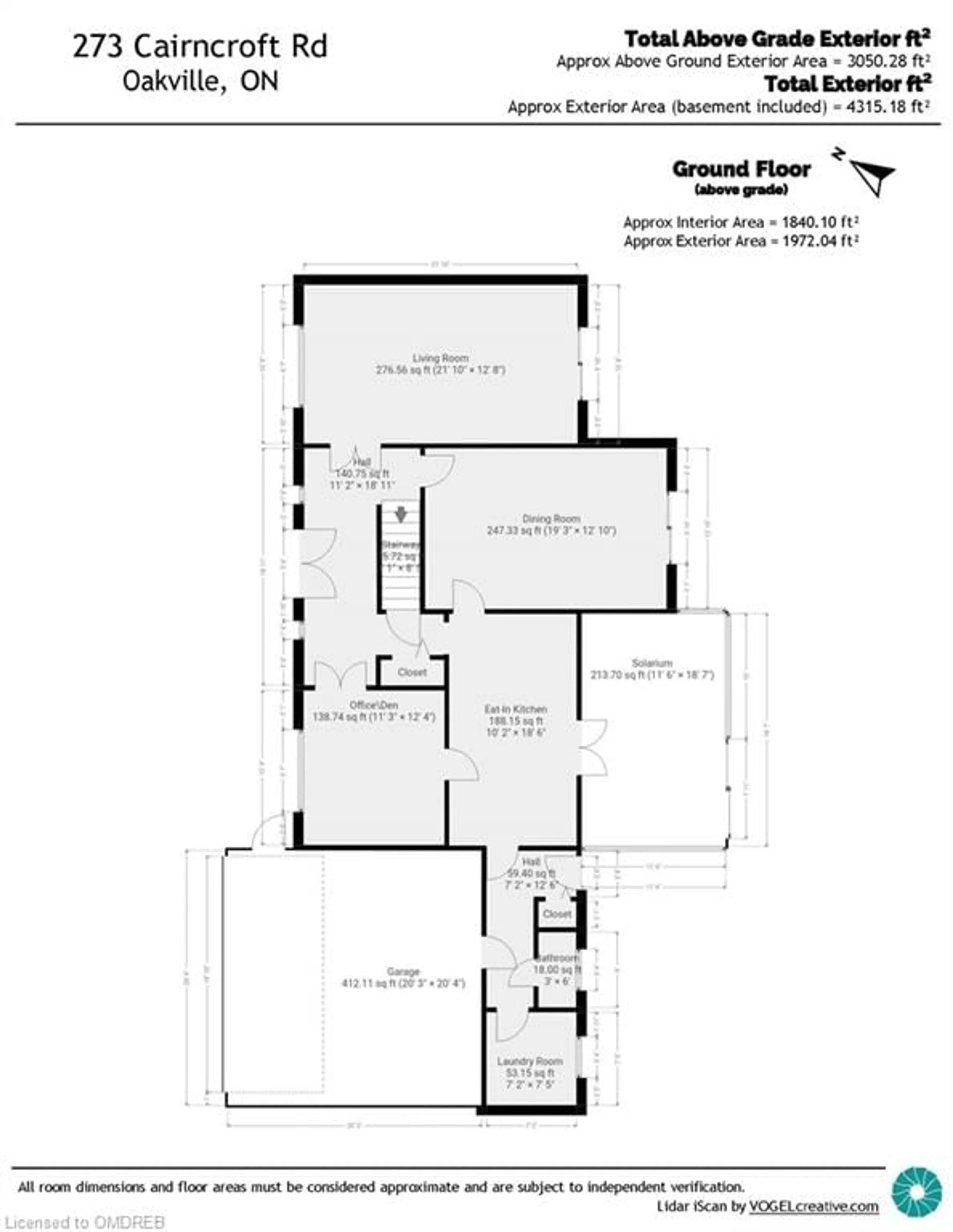 Floor plan for 273 Cairncroft Rd, Oakville Ontario L6J 4M5