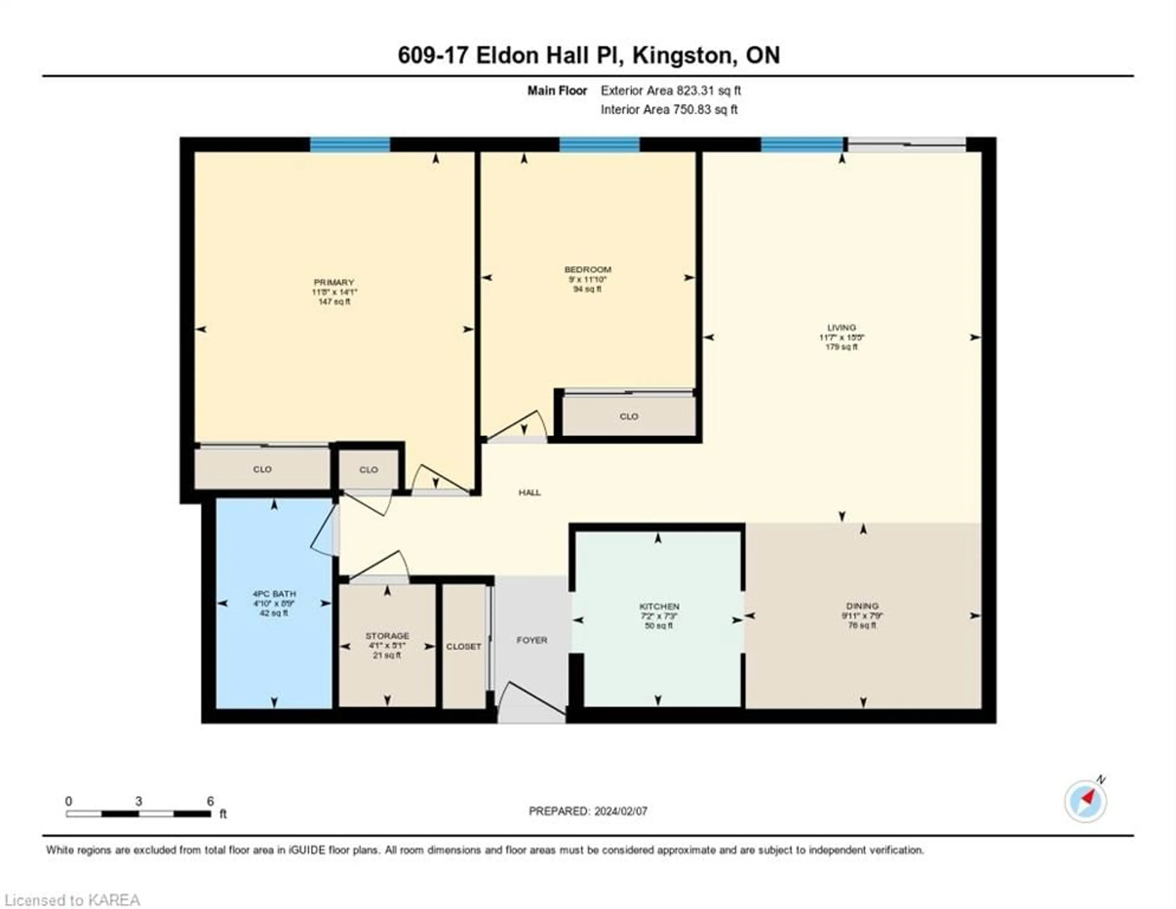 Floor plan for 17 Eldon Hall Pl #609, Kingston Ontario K7M 7H5