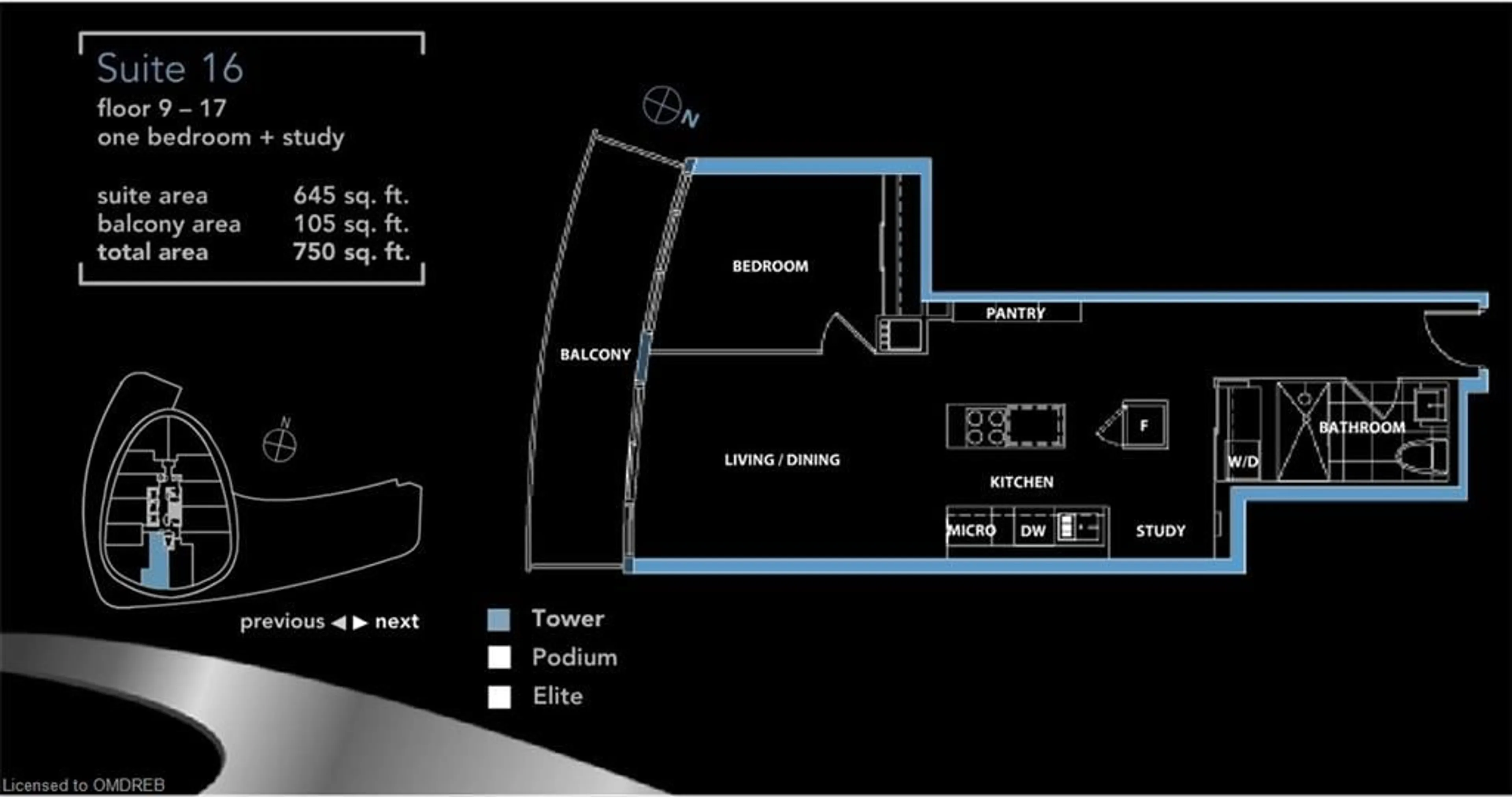 Floor plan for 38 Dan Leckie Way #816, Toronto Ontario M5V 2V6