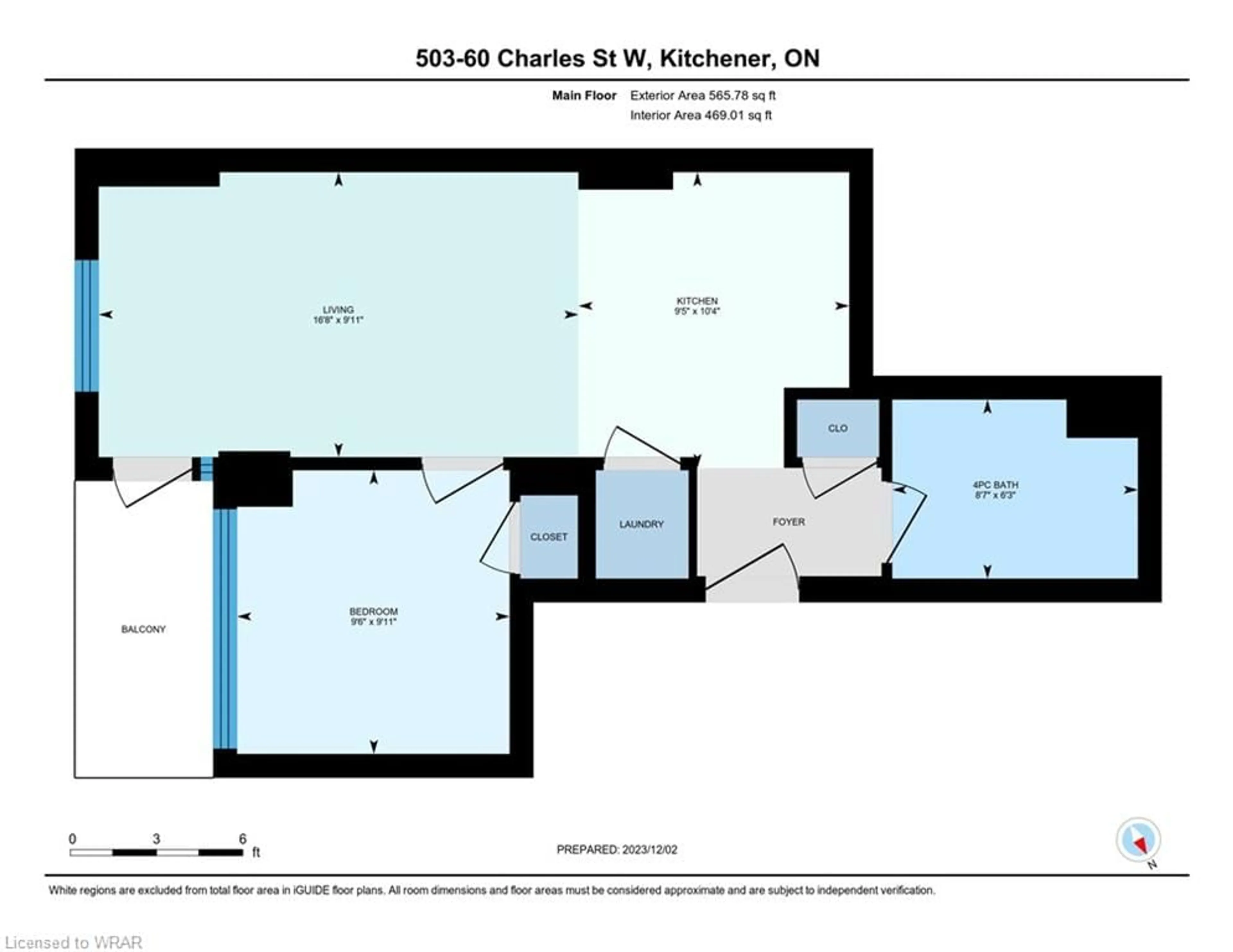 Floor plan for 60 Charles St #503, Kitchener Ontario N2G 0C9