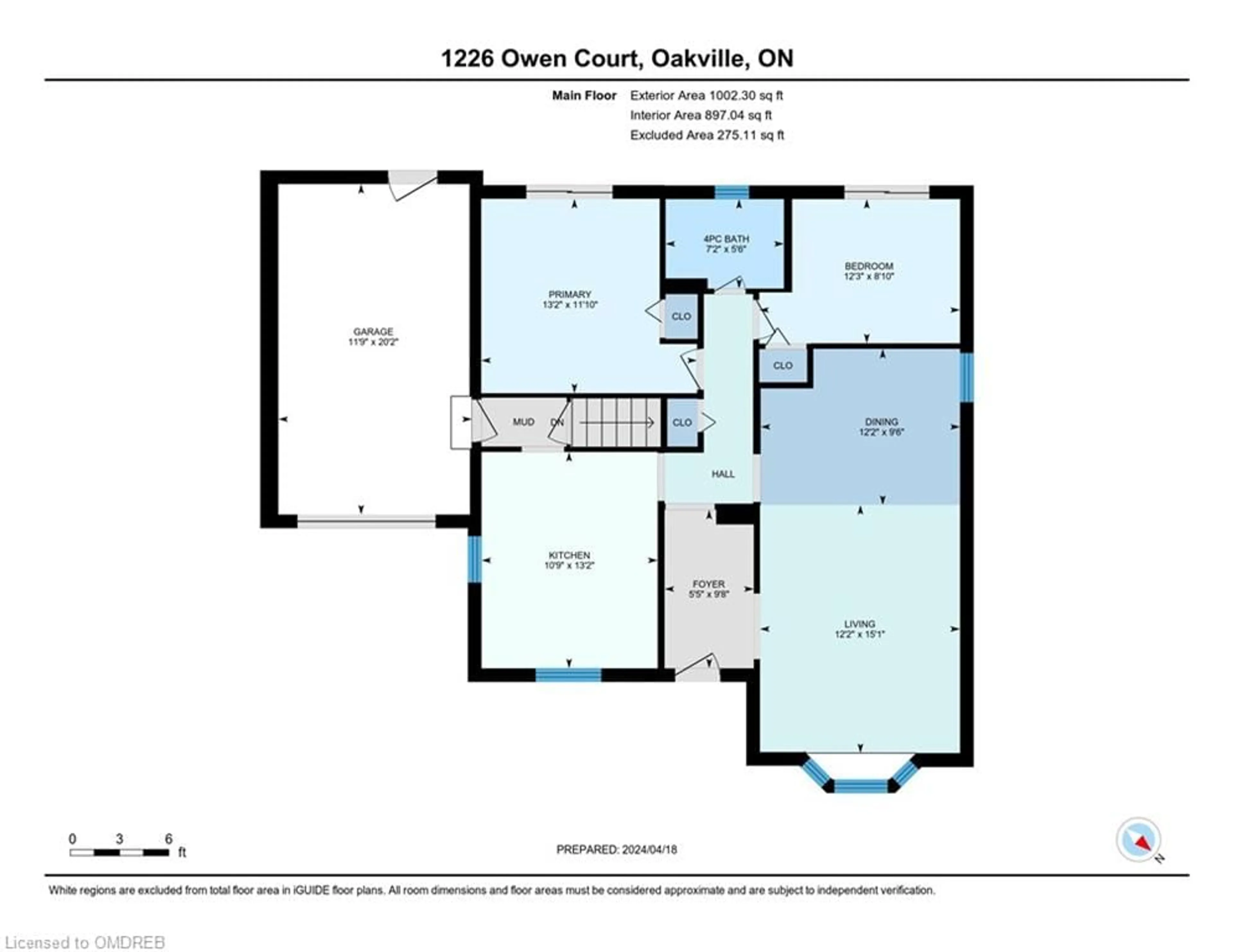 Floor plan for 1226 Owen Crt, Oakville Ontario L6H 1V3