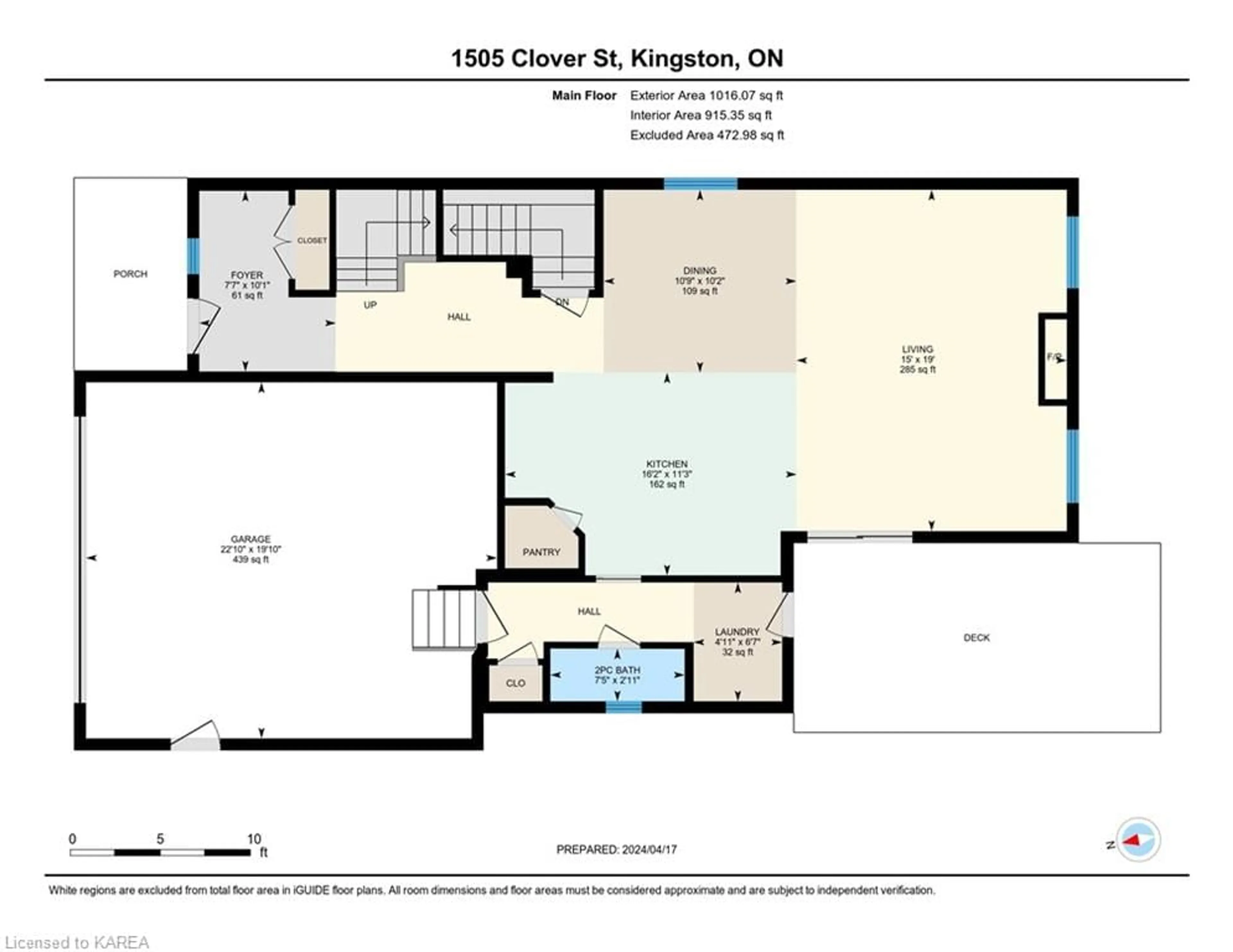 Floor plan for 1505 Clover St, Kingston Ontario K7P 0N1