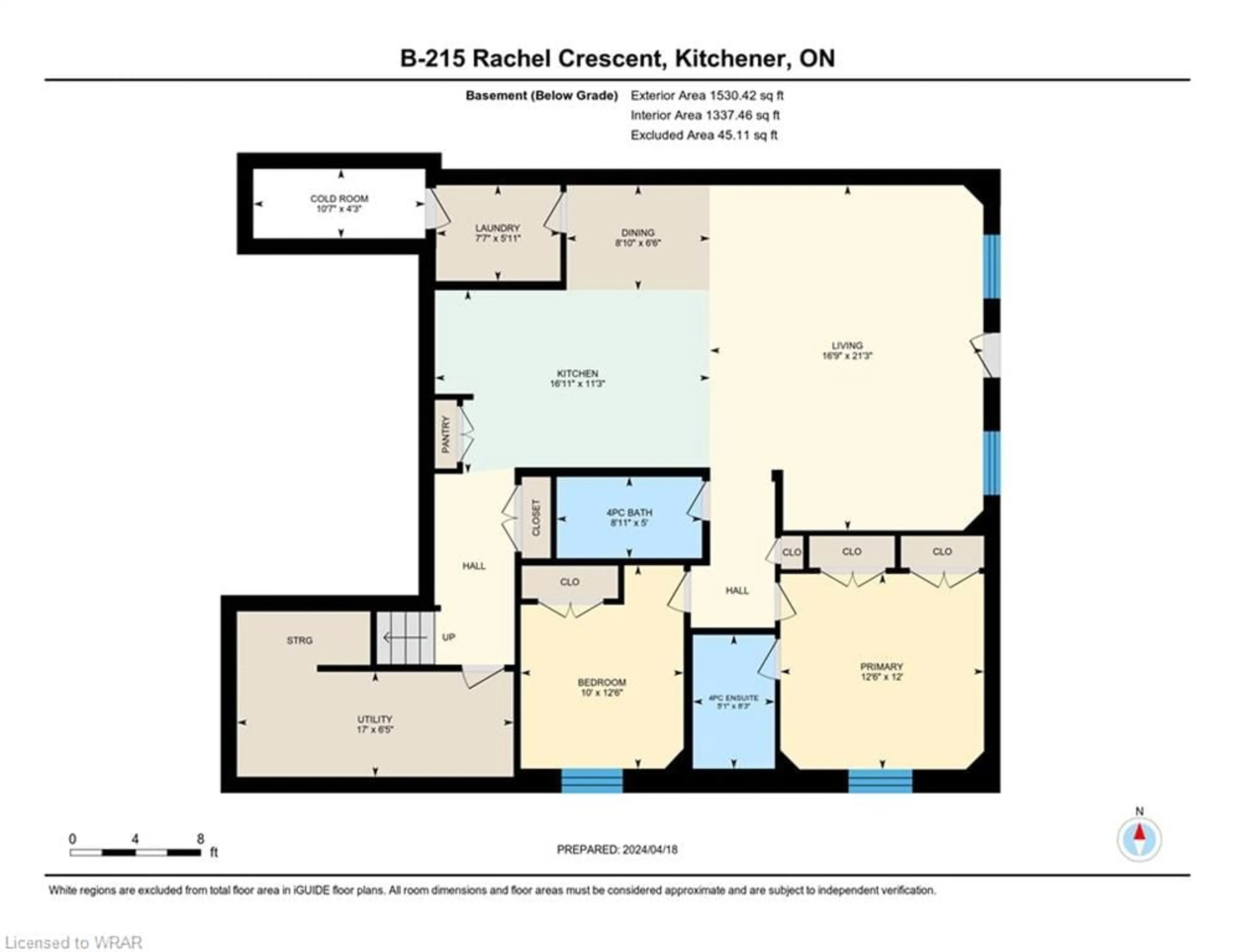 Floor plan for 215 Rachel Cres #B, Kitchener Ontario N2R 0H7