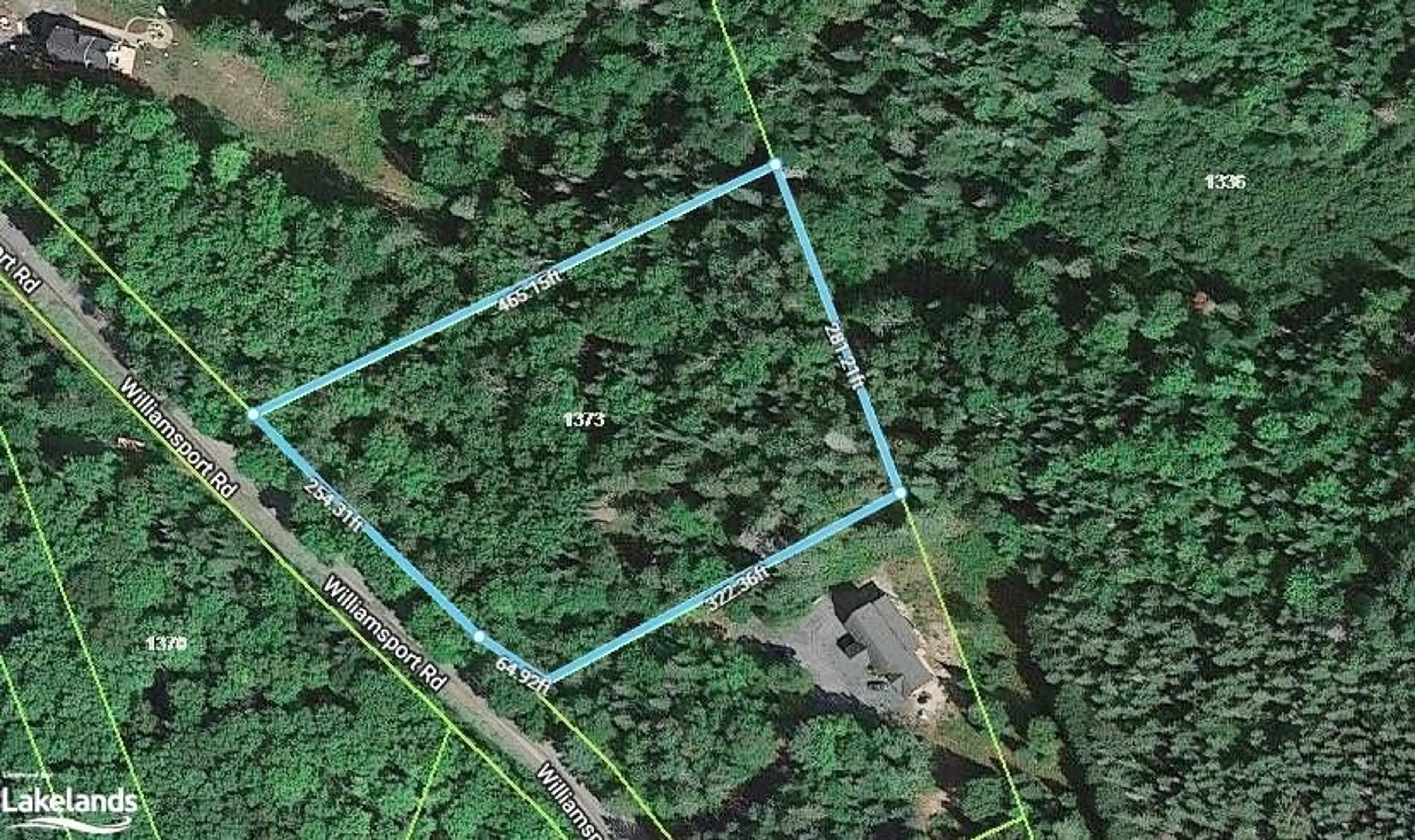 Picture of a map for 1373 Williamsport Rd, Huntsville Ontario P1H 2J4