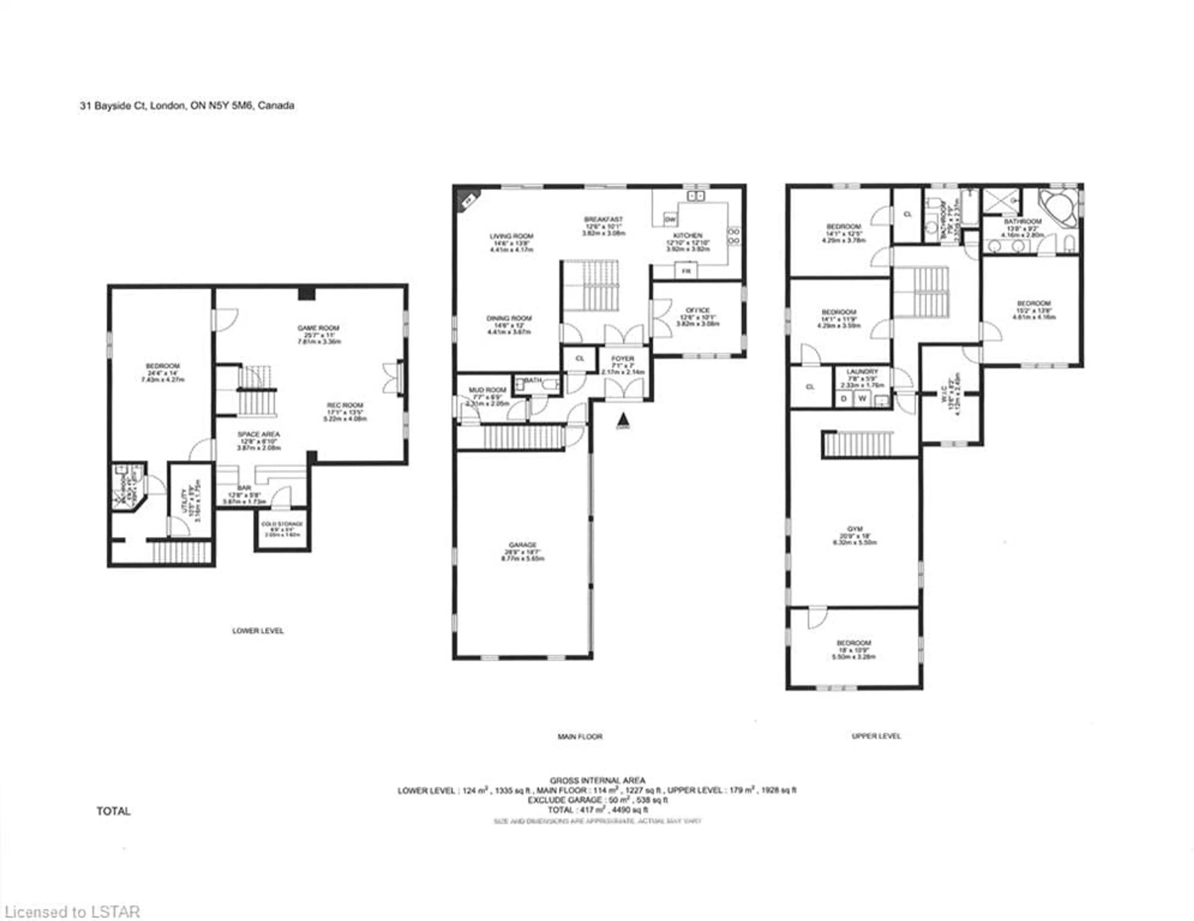 Floor plan for 31 Bayside Crt, London Ontario N5Y 5M6