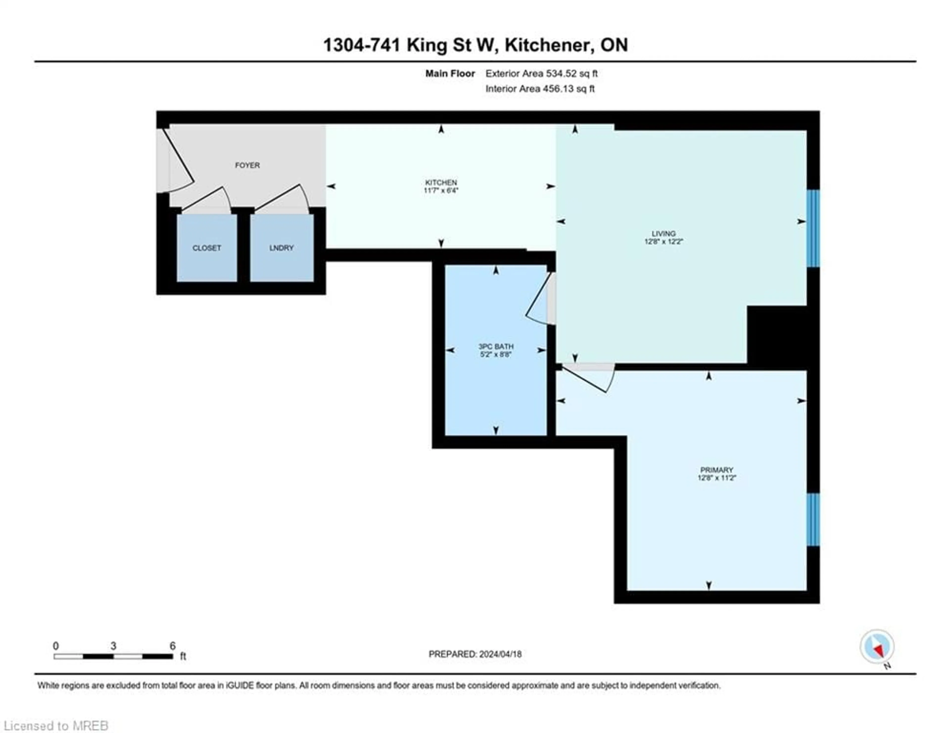 Floor plan for 741 King St #1304, Kitchener Ontario N2G 1E5
