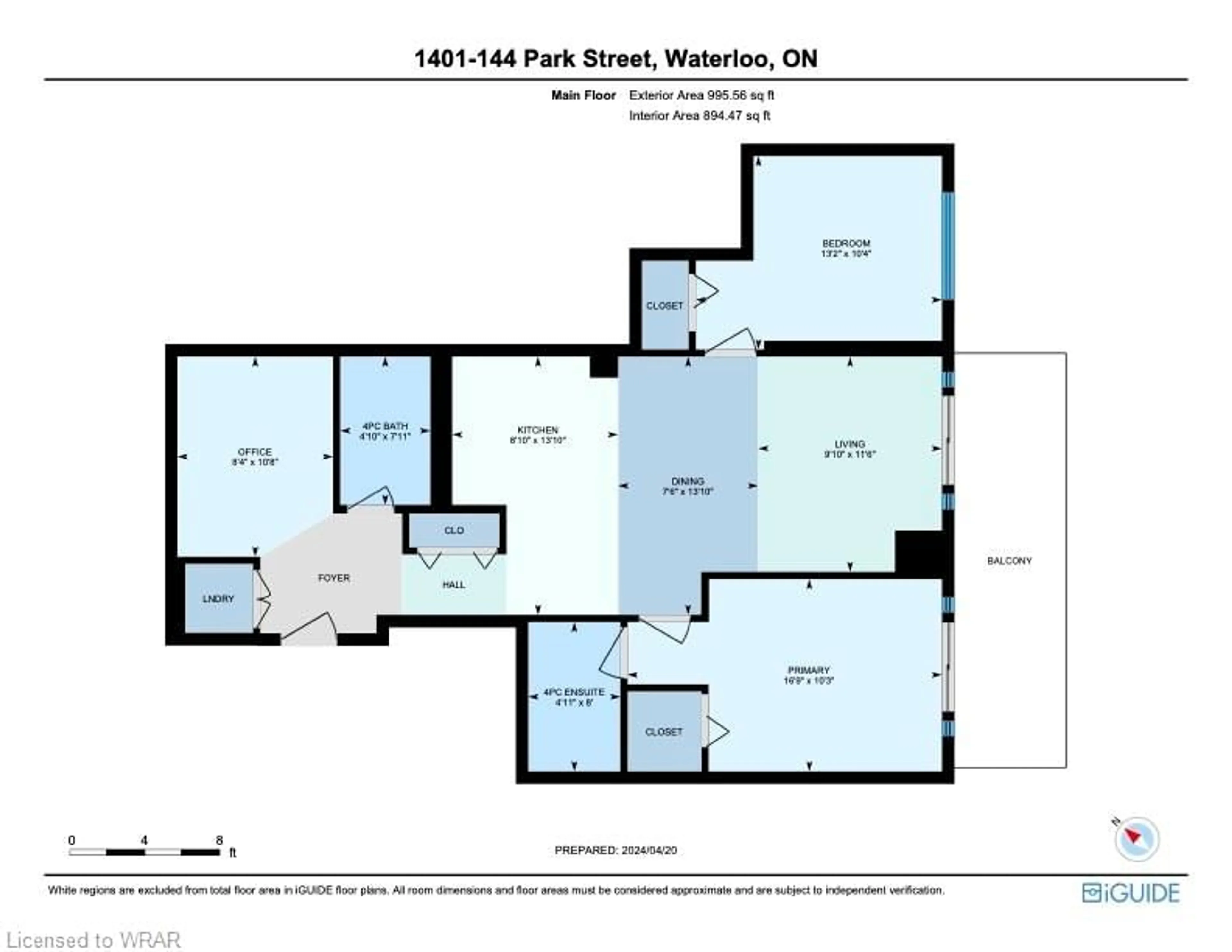 Floor plan for 144 Park St #1401, Waterloo Ontario N2L 0B6