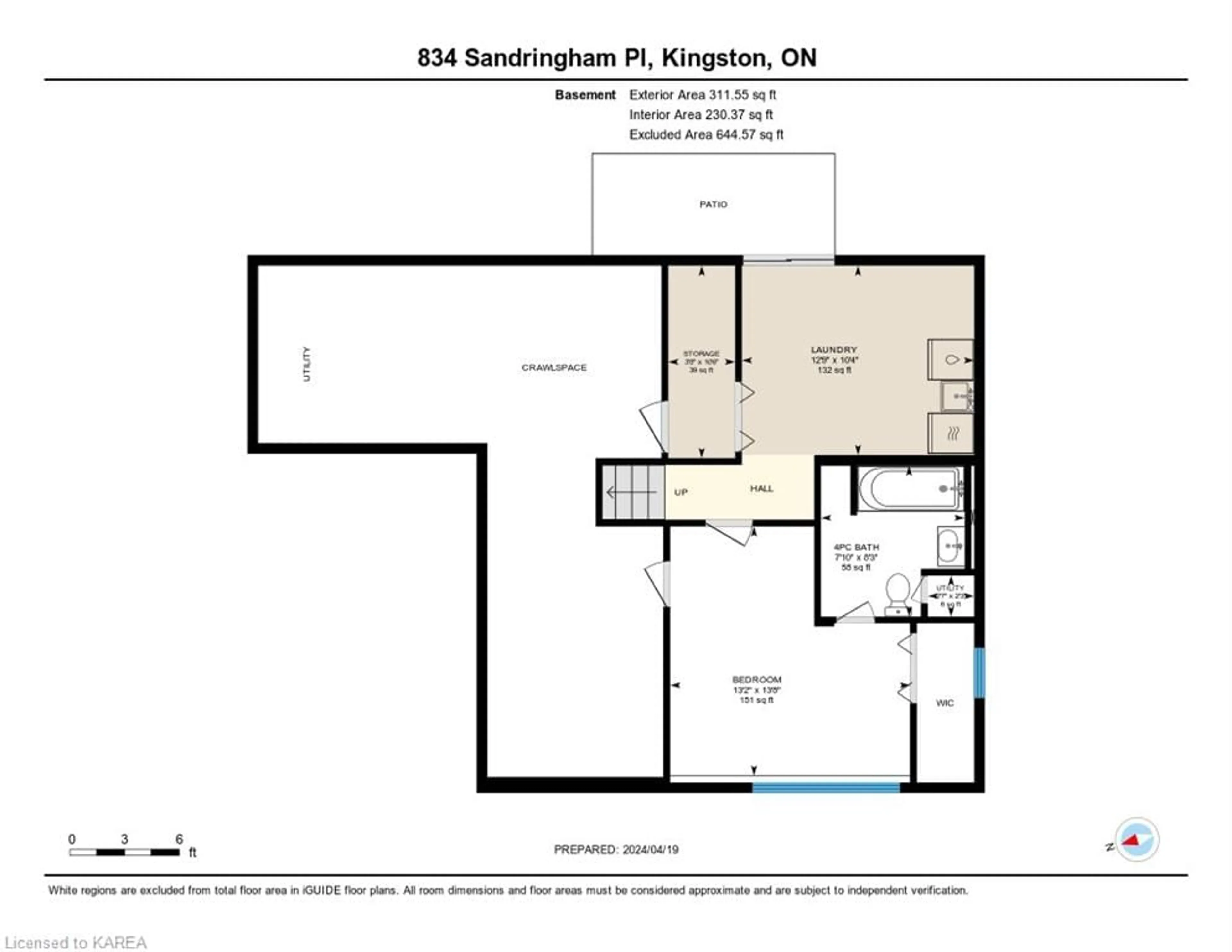 Floor plan for 834 Sandringham Pl, Kingston Ontario K7P 1N2