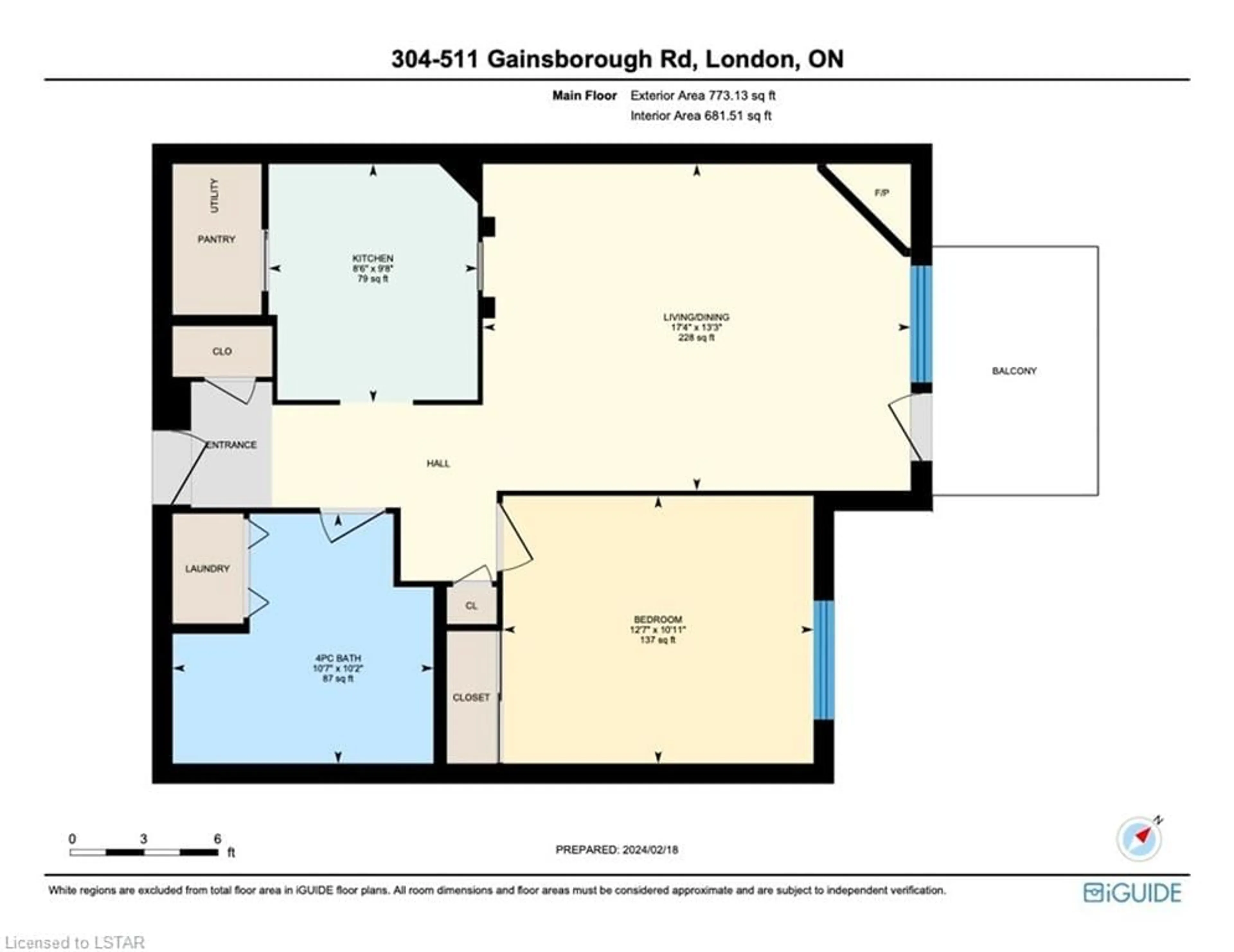 Floor plan for 511 Gainsborough Rd #304, London Ontario N6G 4Z5