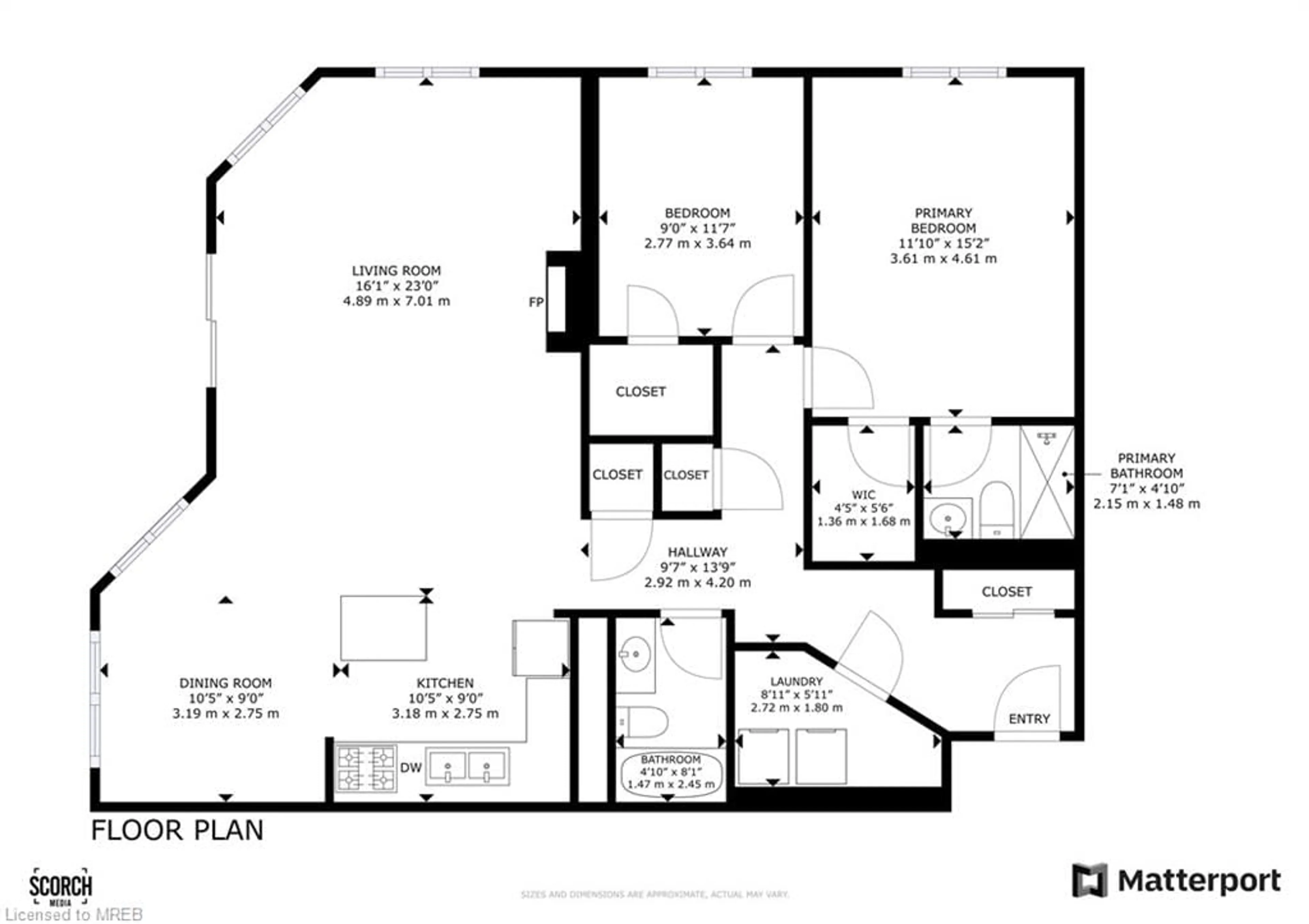 Floor plan for 60 Wyndham St #512, Guelph Ontario N1E 7H7