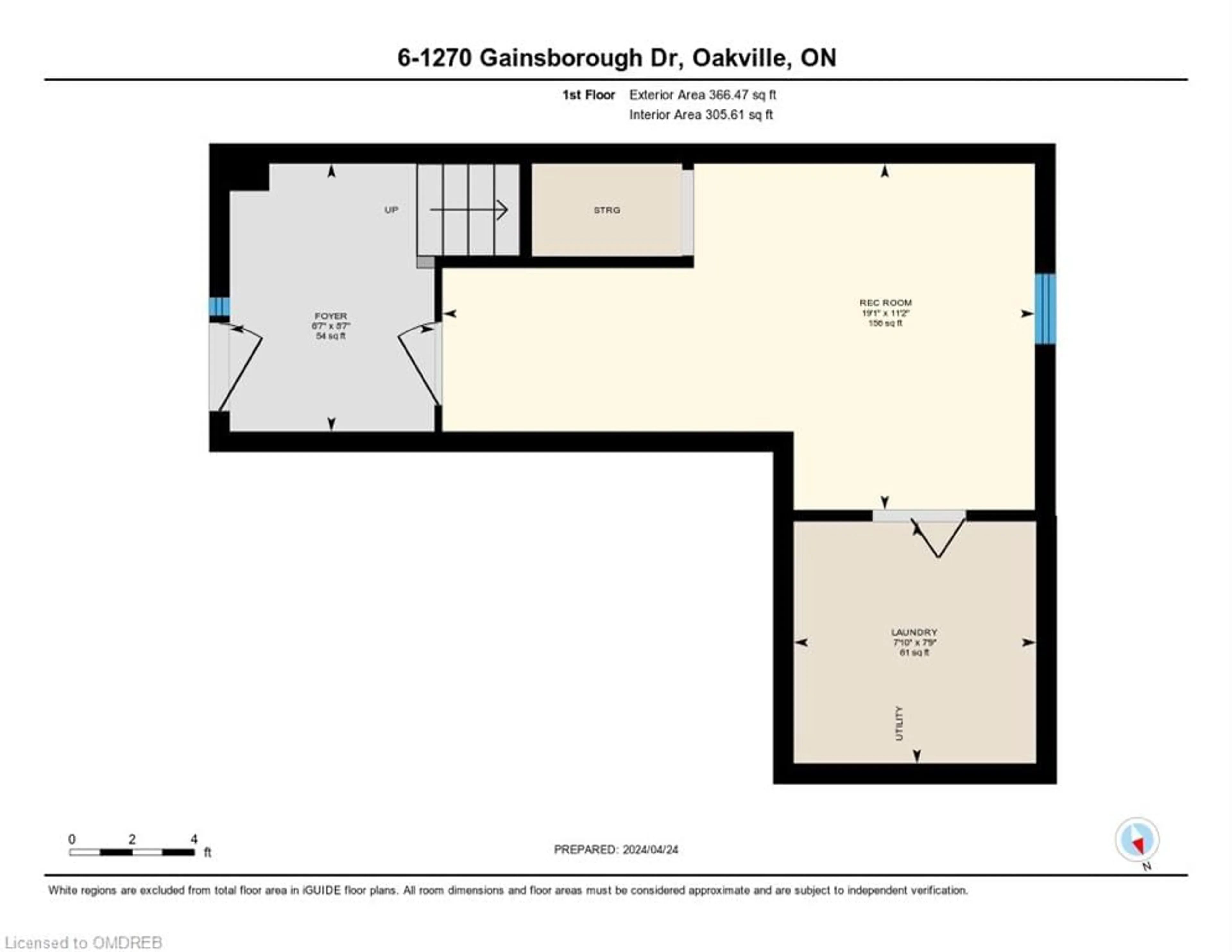 Floor plan for 1270 Gainsborough Dr #6, Oakville Ontario L6H 2L2