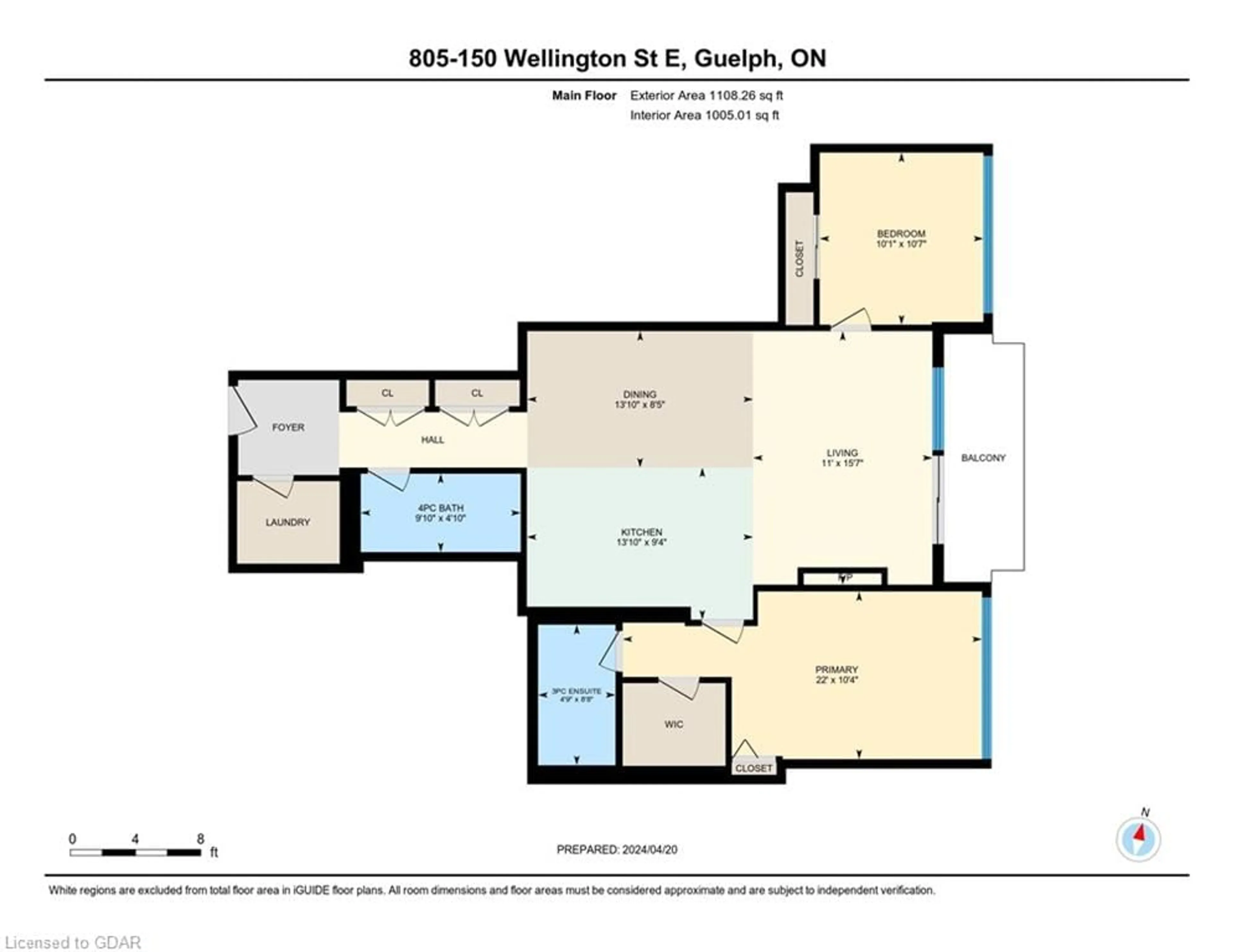 Floor plan for 150 Wellington St #805, Guelph Ontario N1H 3R2