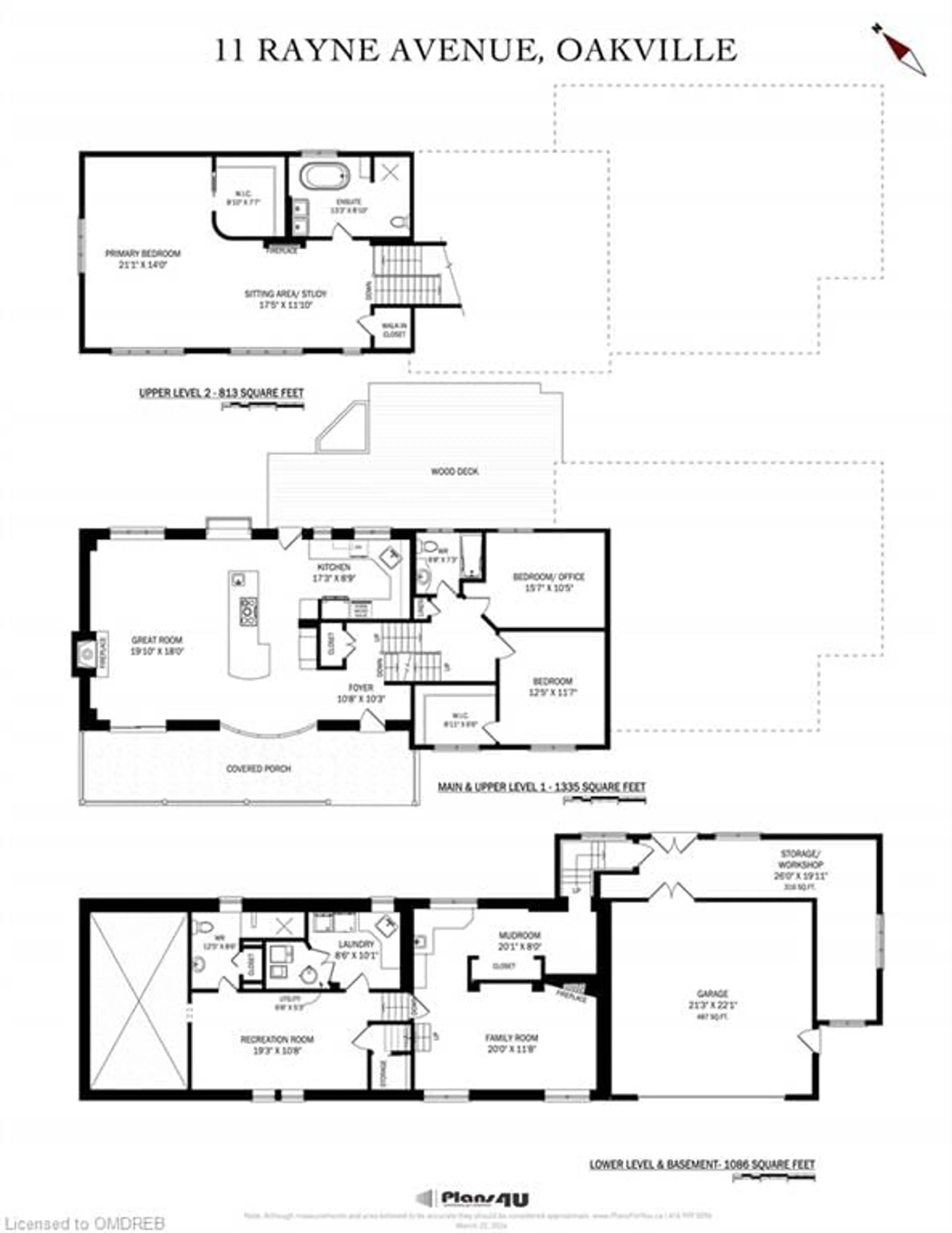 Floor plan for 11 Rayne Ave, Oakville Ontario L6H 1C1