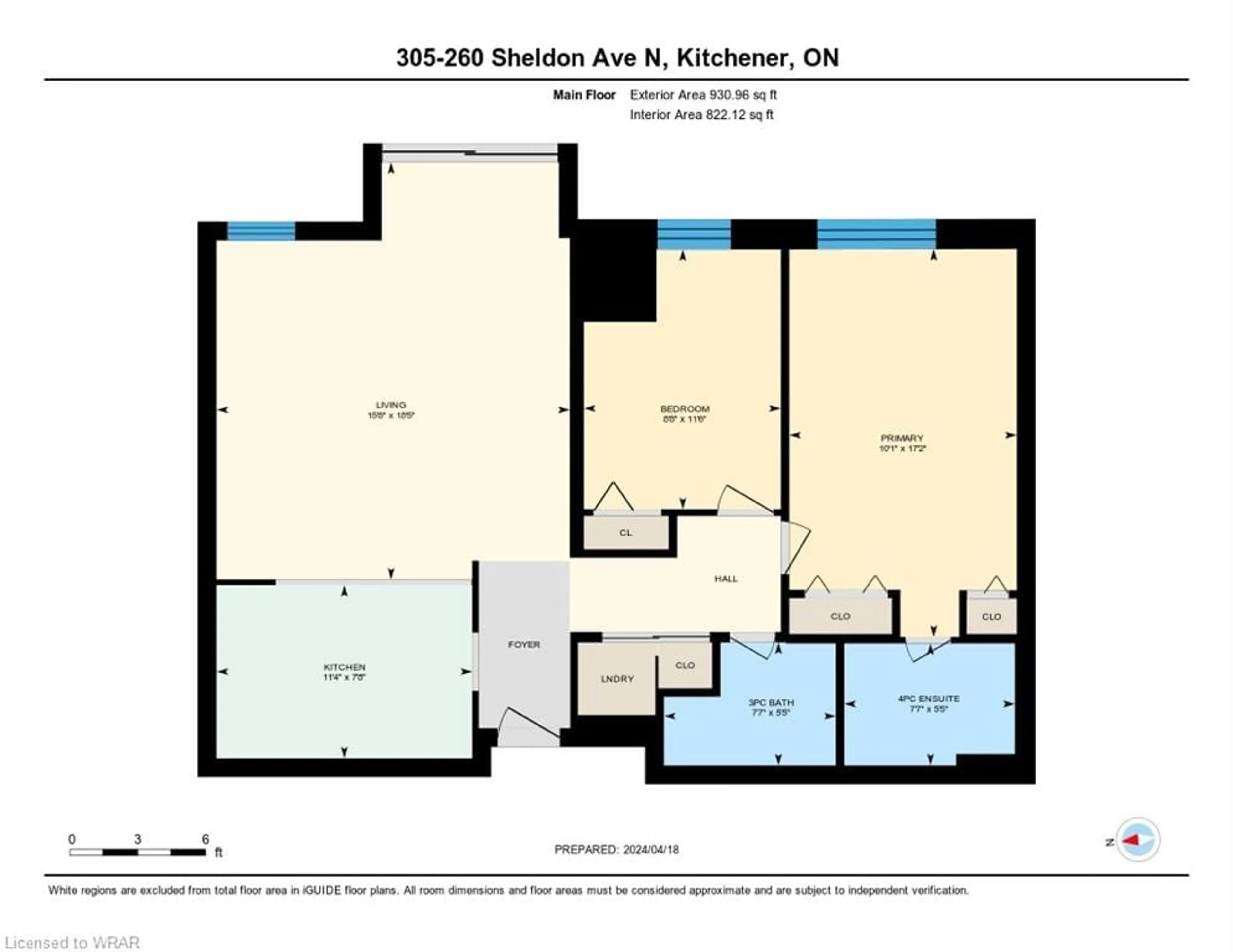 Floor plan for 260 Sheldon Ave #305, Kitchener Ontario N2H 6P2