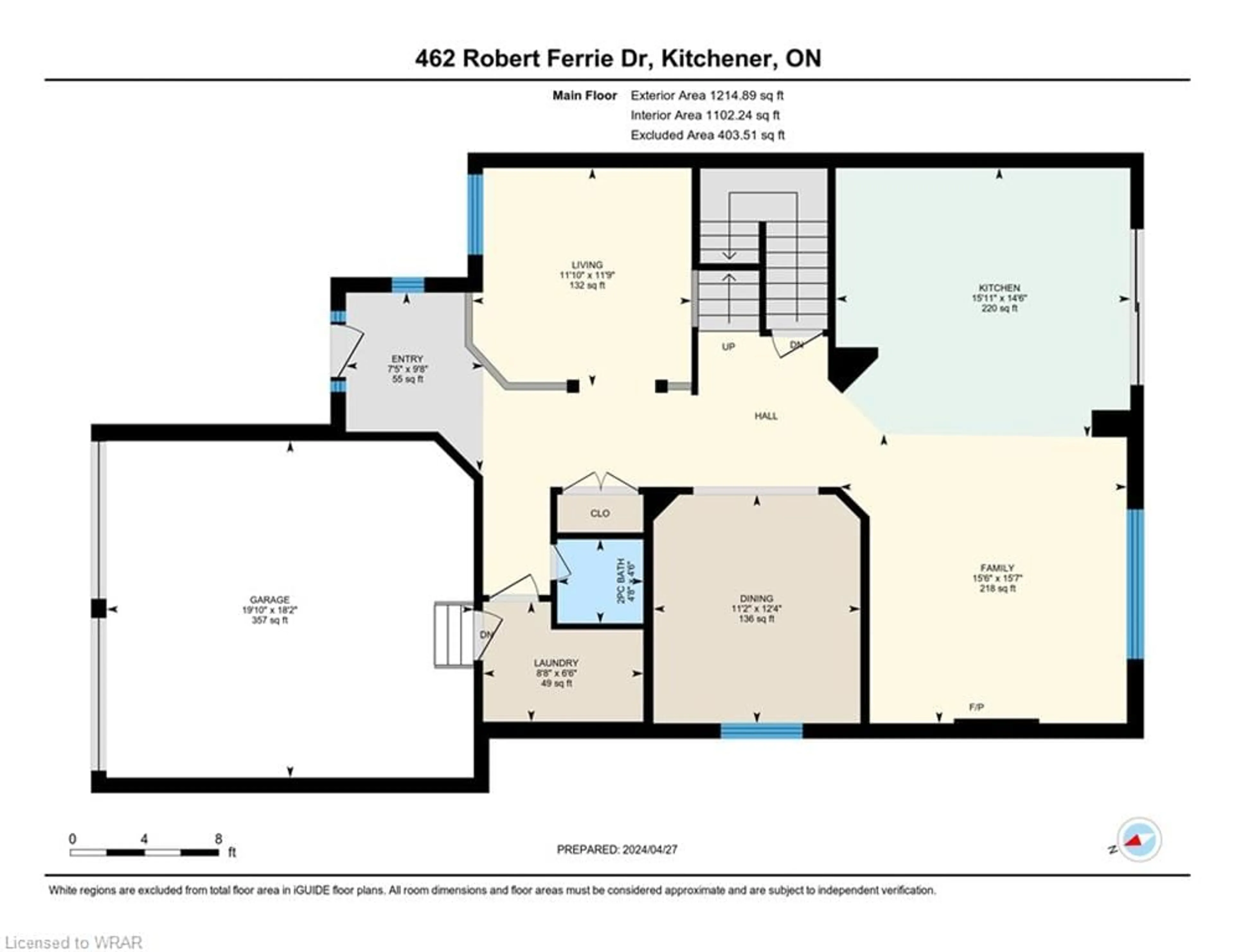 Floor plan for 462 Robert Ferrie Dr, Kitchener Ontario N2P 2Y4