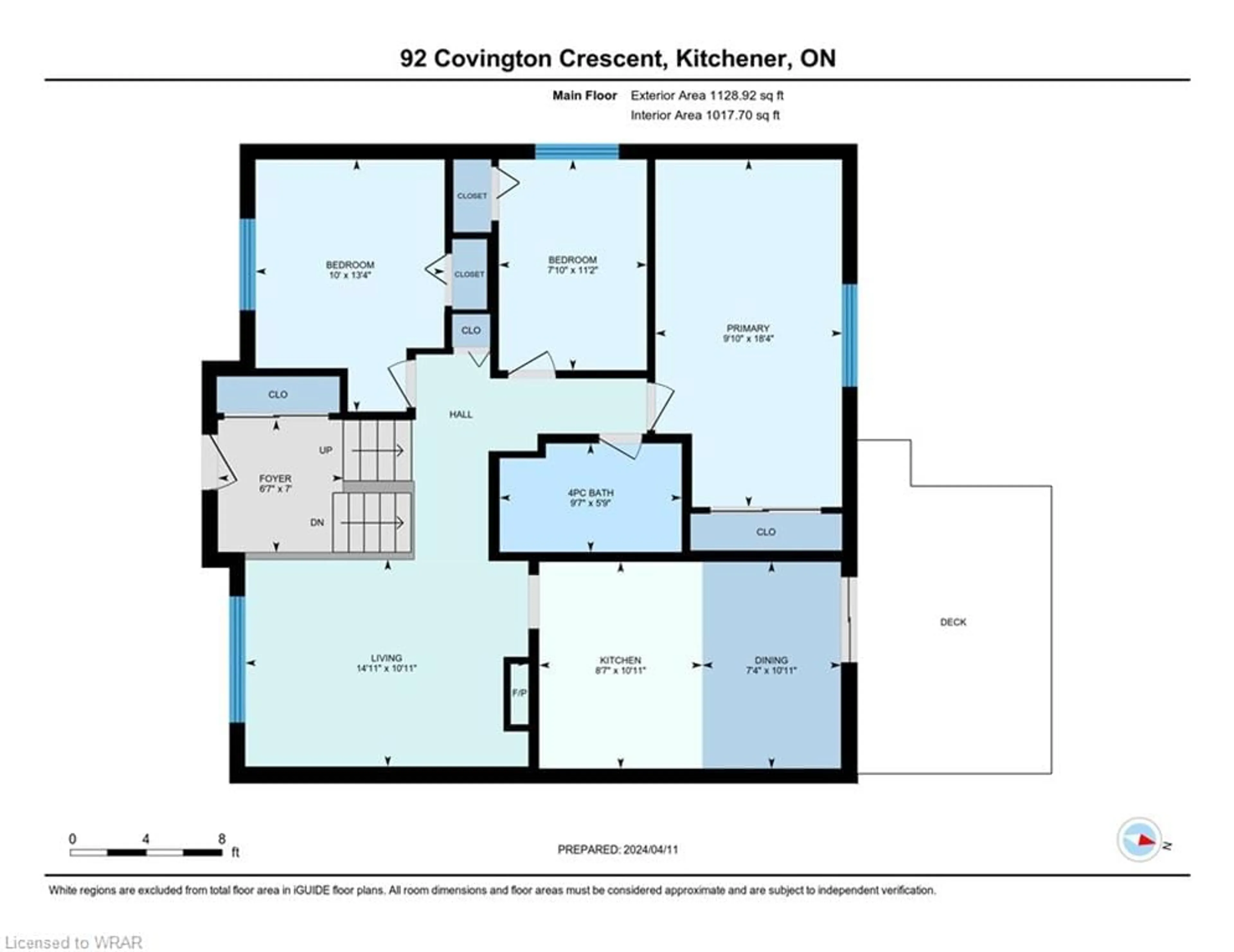 Floor plan for 92 Covington Cres, Kitchener Ontario N2N 2X3