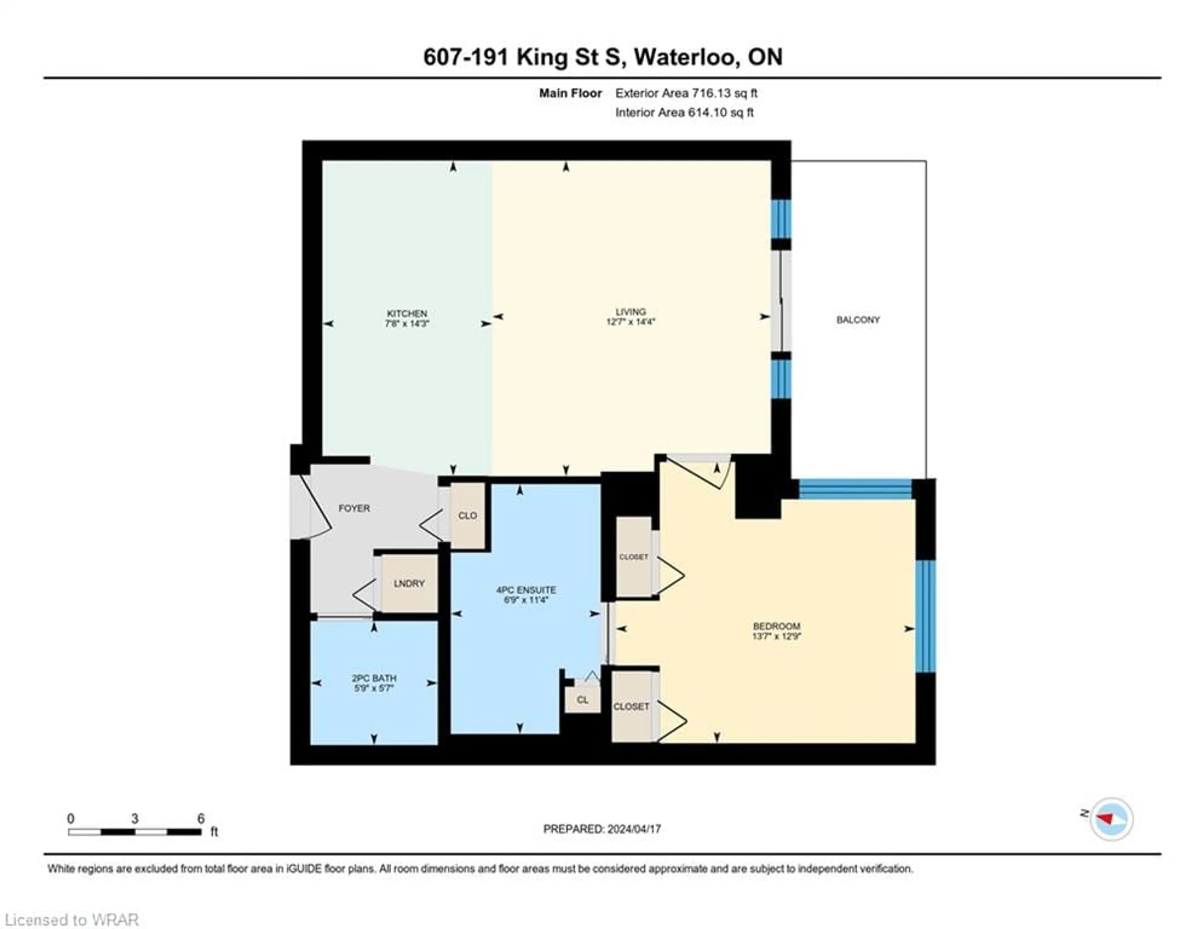 Floor plan for 191 King St #607, Waterloo Ontario N2J 1R1