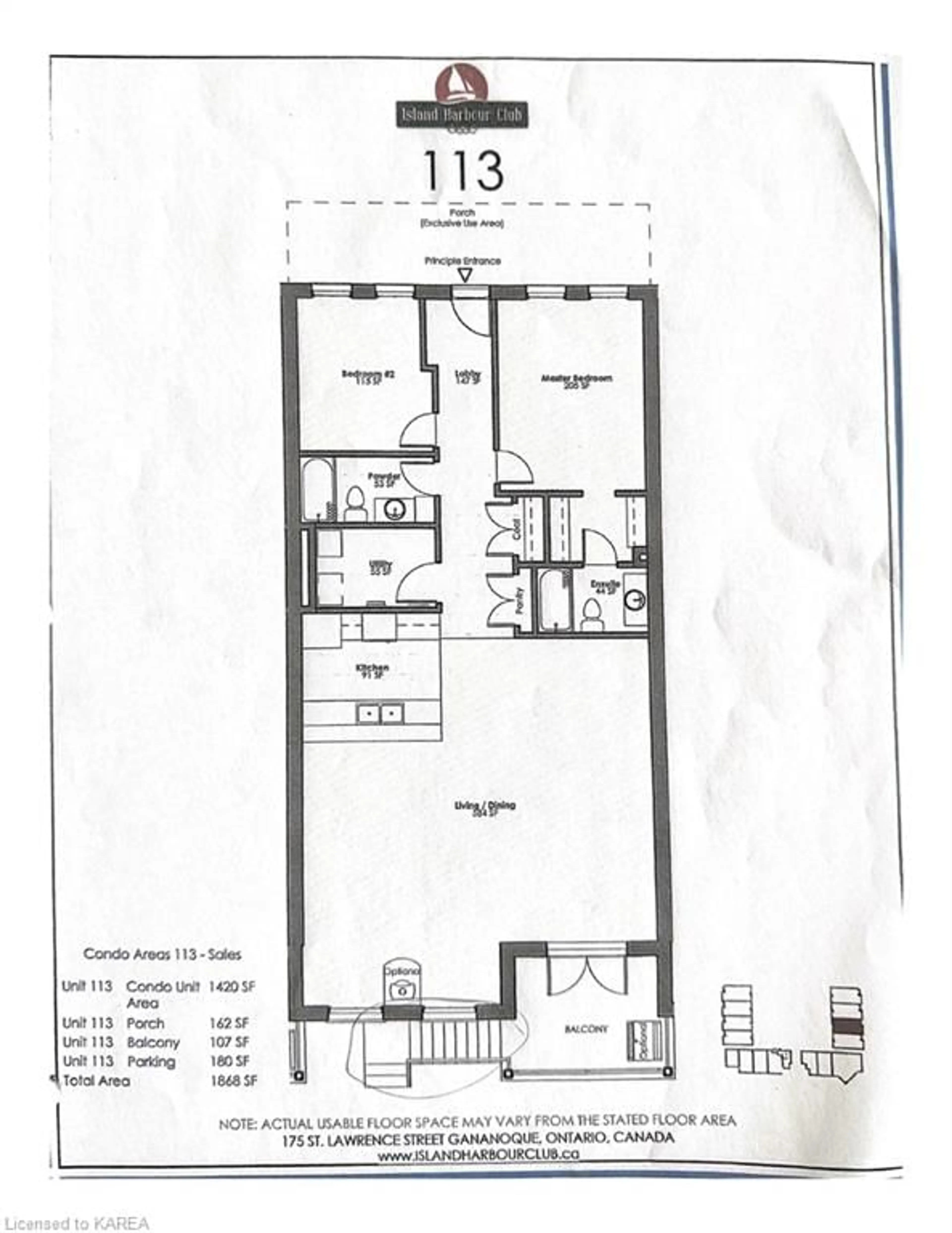 Floor plan for 130 Water St #113, Gananoque Ontario K7G 0A8