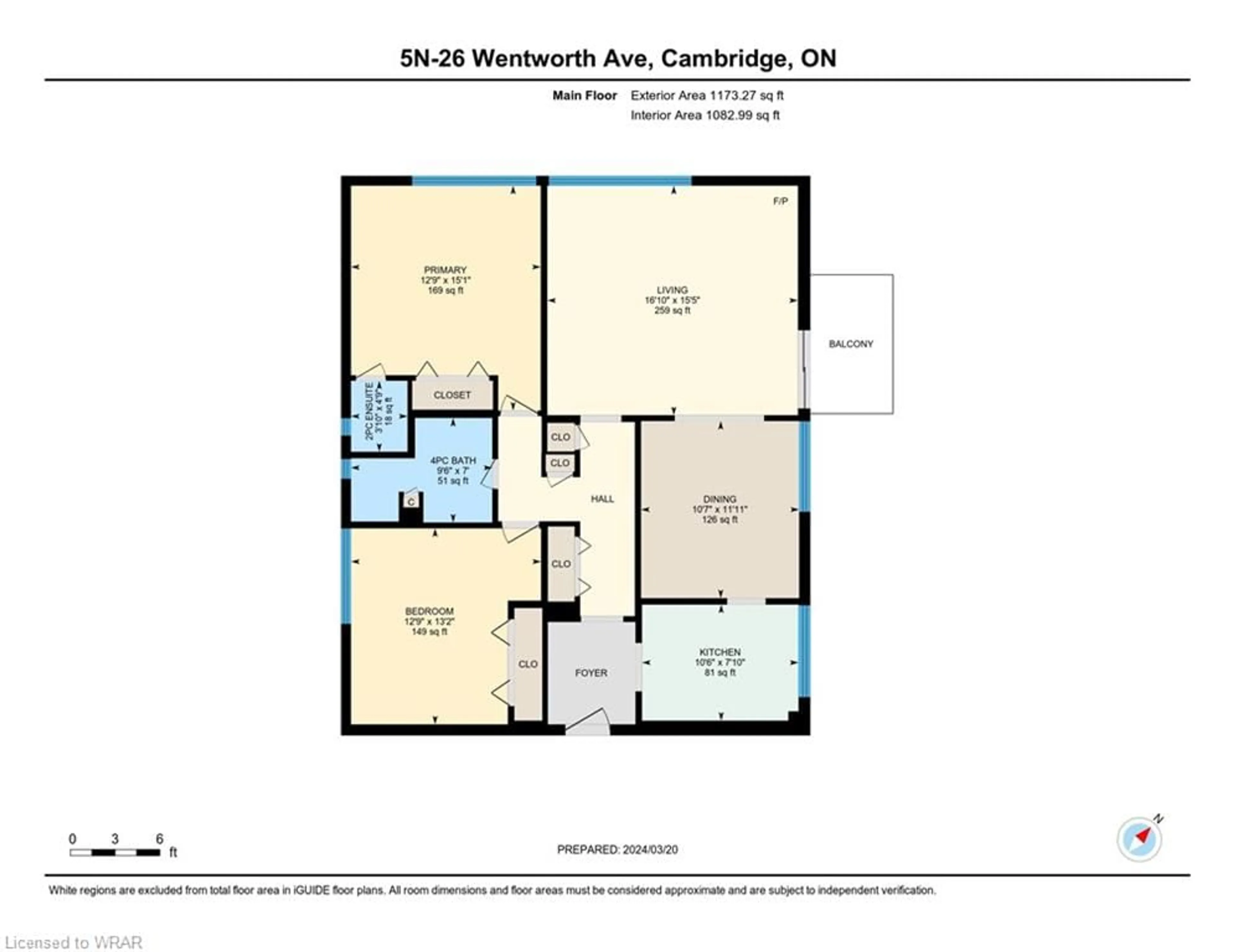 Floor plan for 26 Wentworth Ave #5N, Cambridge Ontario N1S 1G6