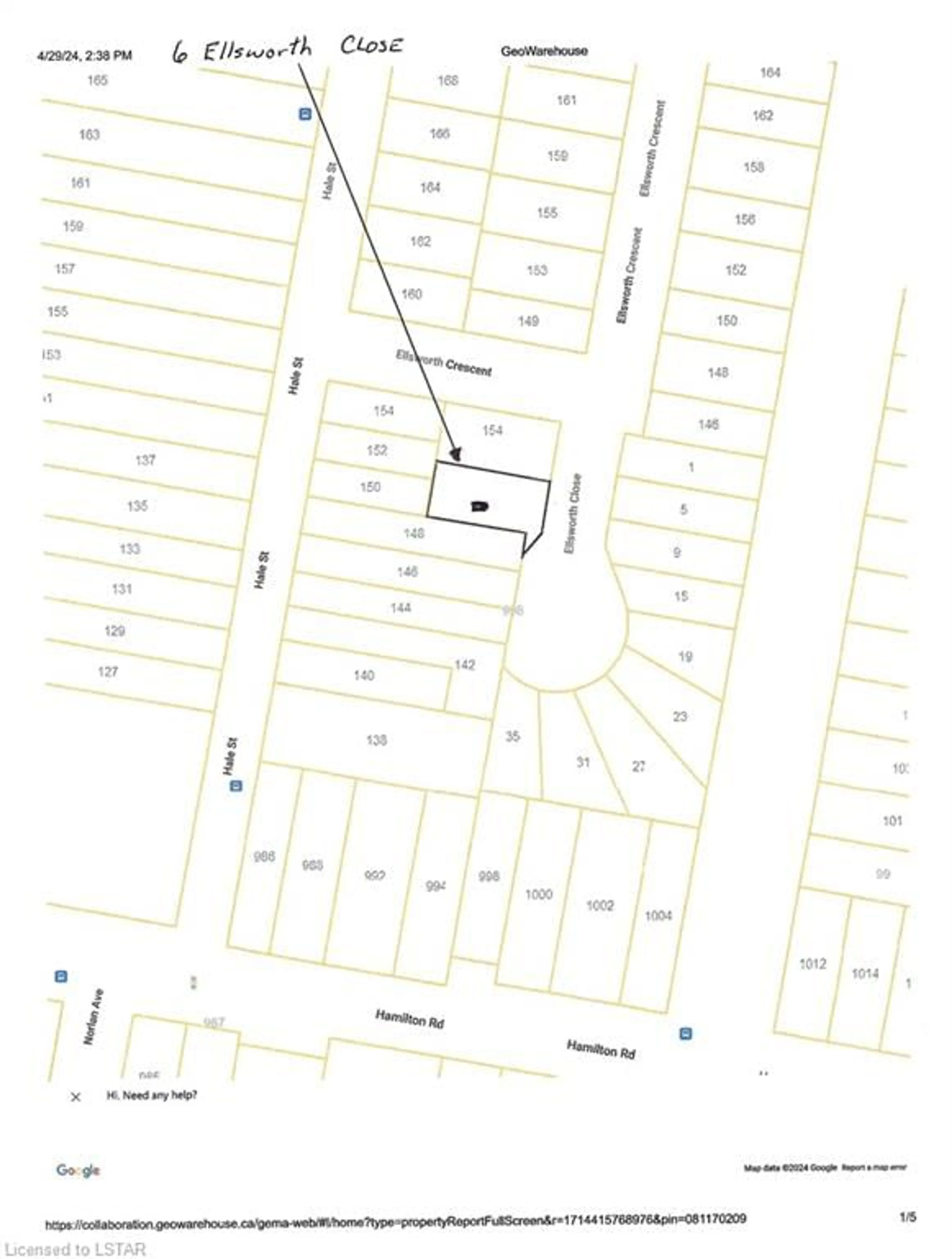 Floor plan for 6 Ellsworth Close, London Ontario N5W 1E6