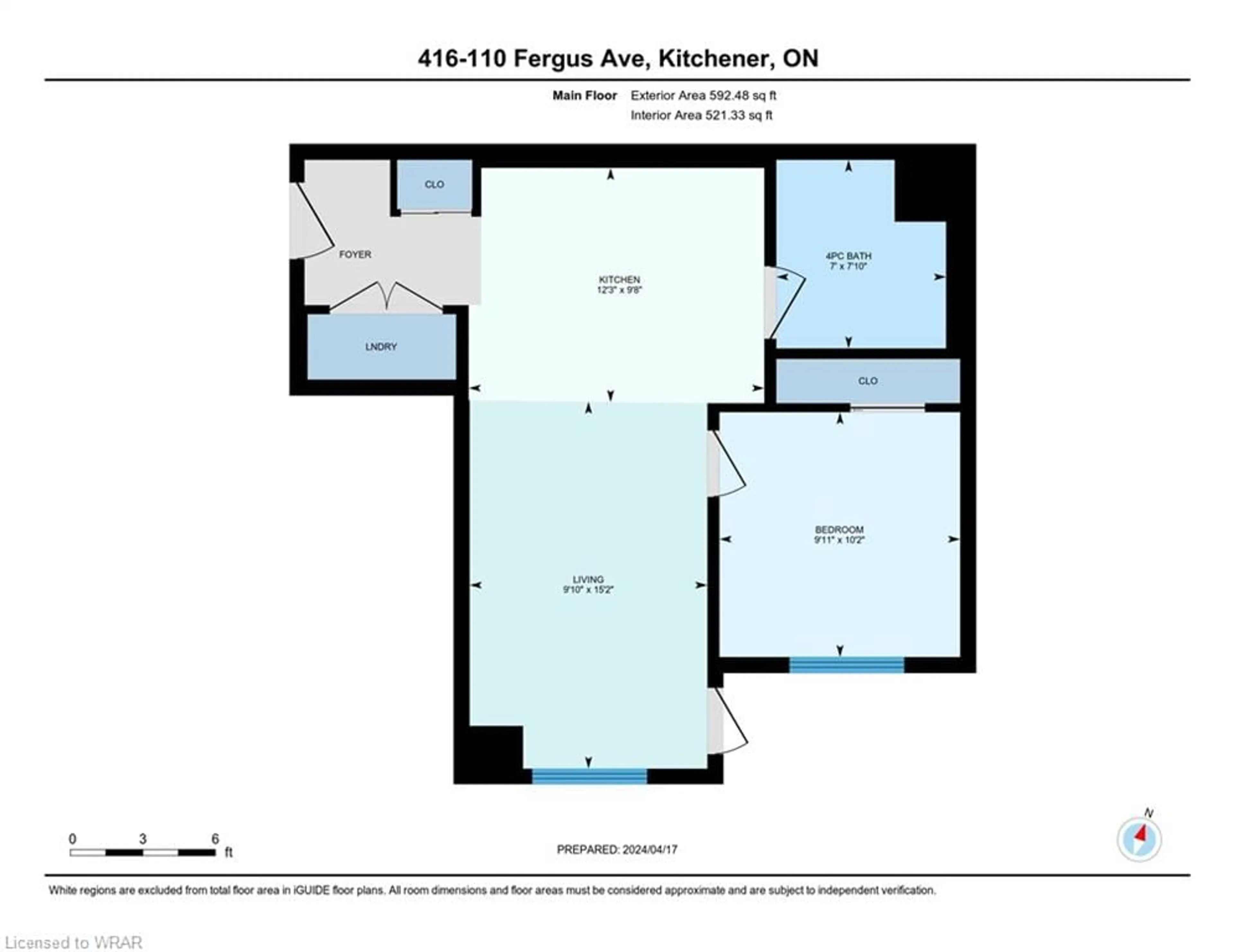 Floor plan for 110 Fergus Avenue Ave #416, Kitchener Ontario N2A 2H2
