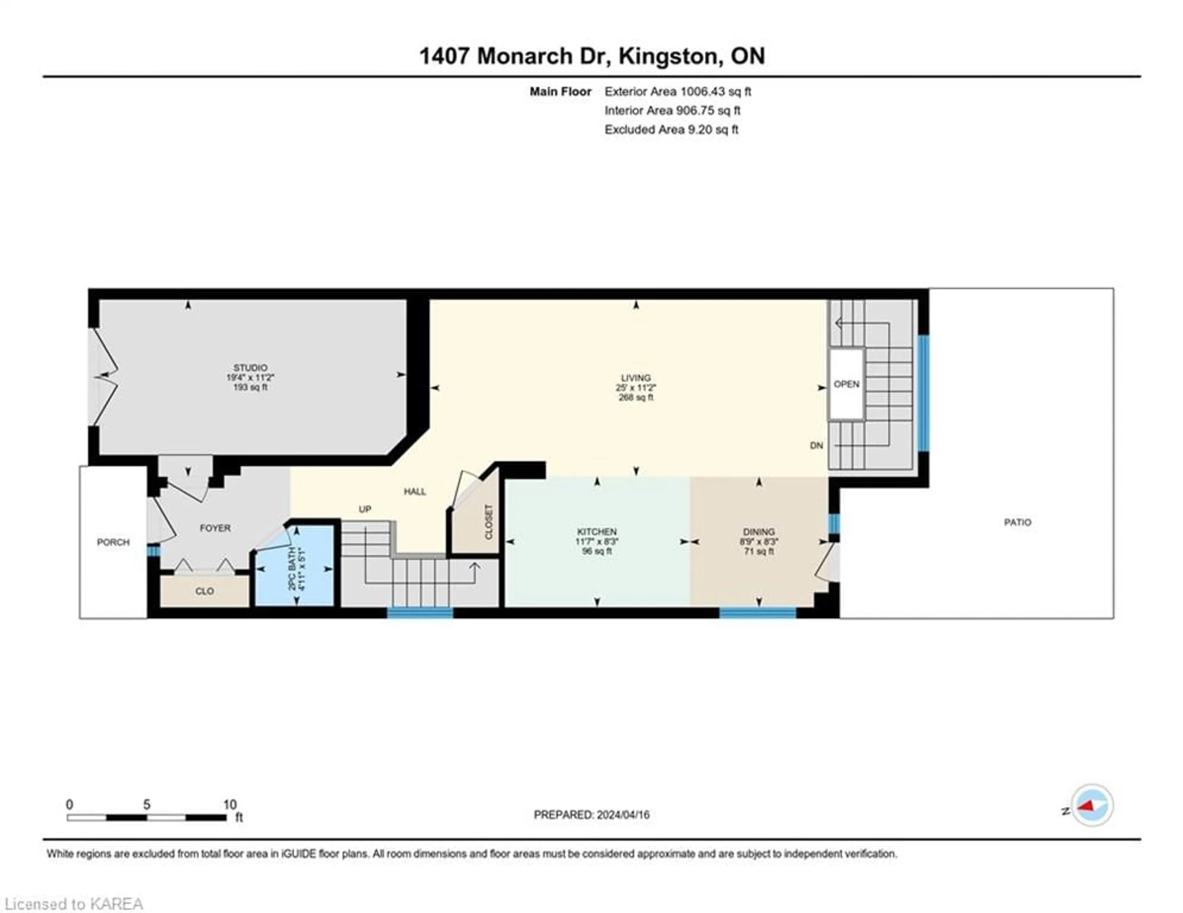 Floor plan for 1407 Monarch Dr, Kingston Ontario K7P 0H4