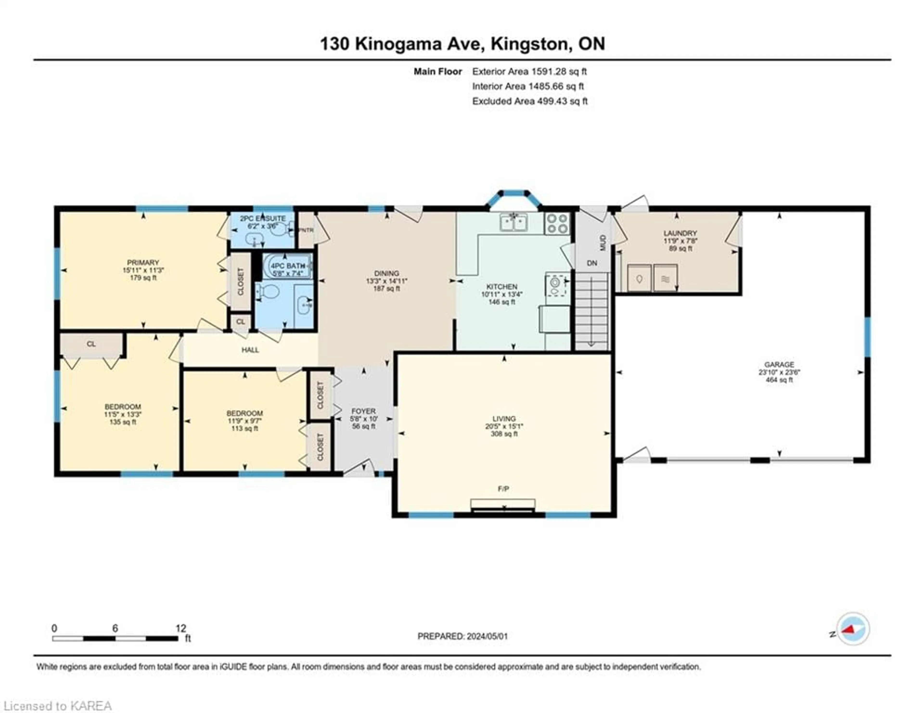 Floor plan for 130 Kinogama Ave, Kingston Ontario K7L 4V1