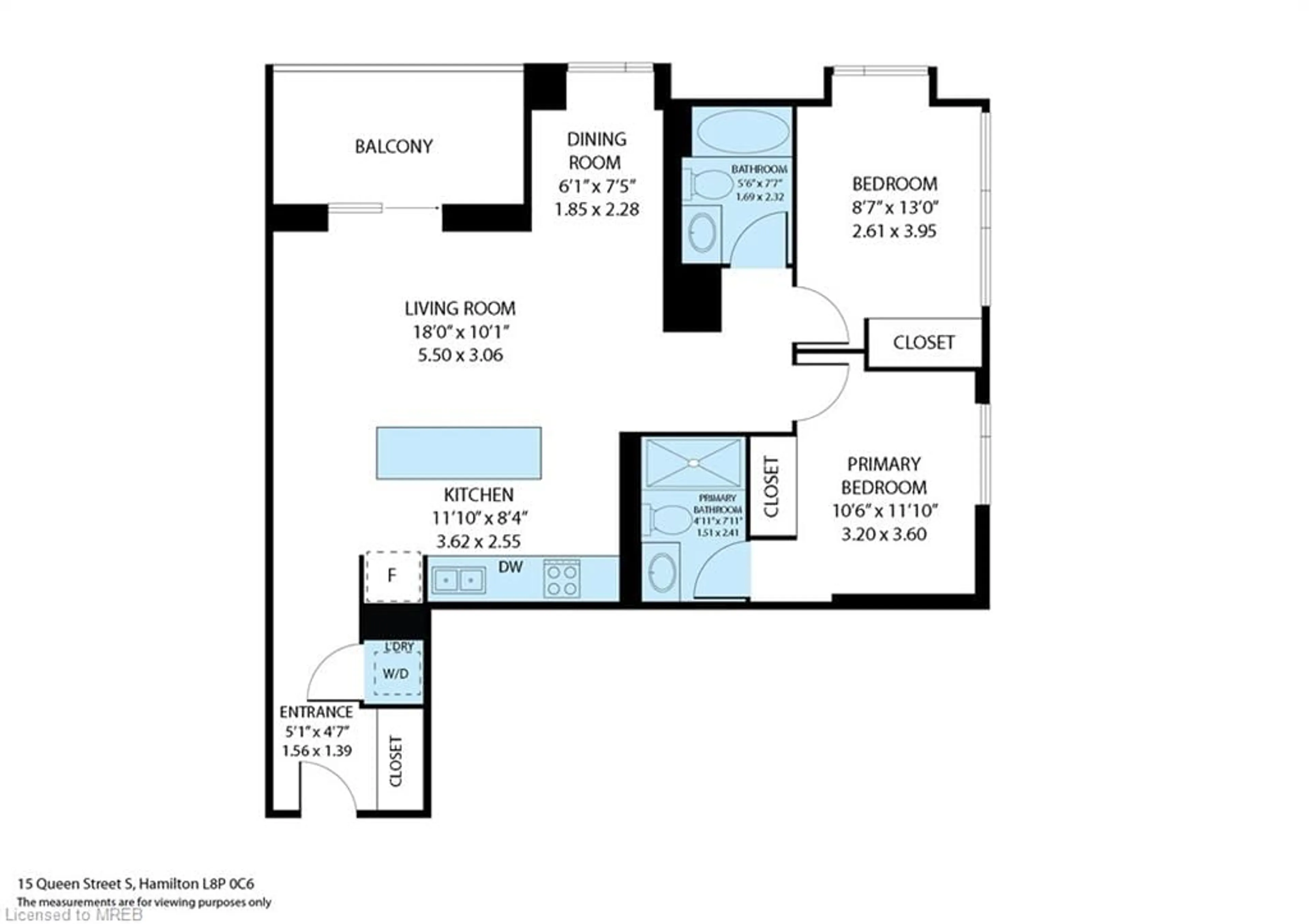 Floor plan for 15 Queen St #1507, Hamilton Ontario L8P 0C6
