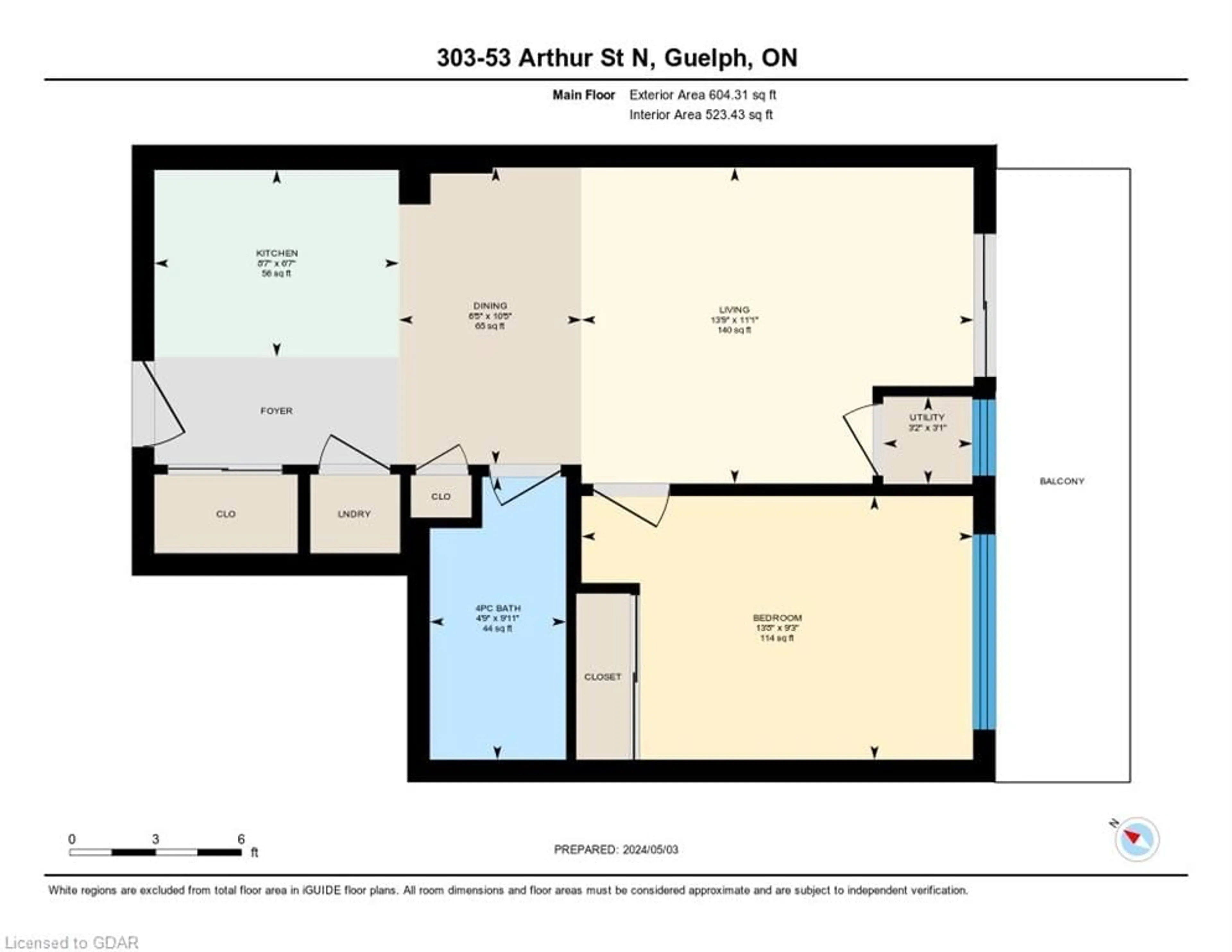 Floor plan for 53 Arthur St #303, Guelph Ontario N1E 0P5