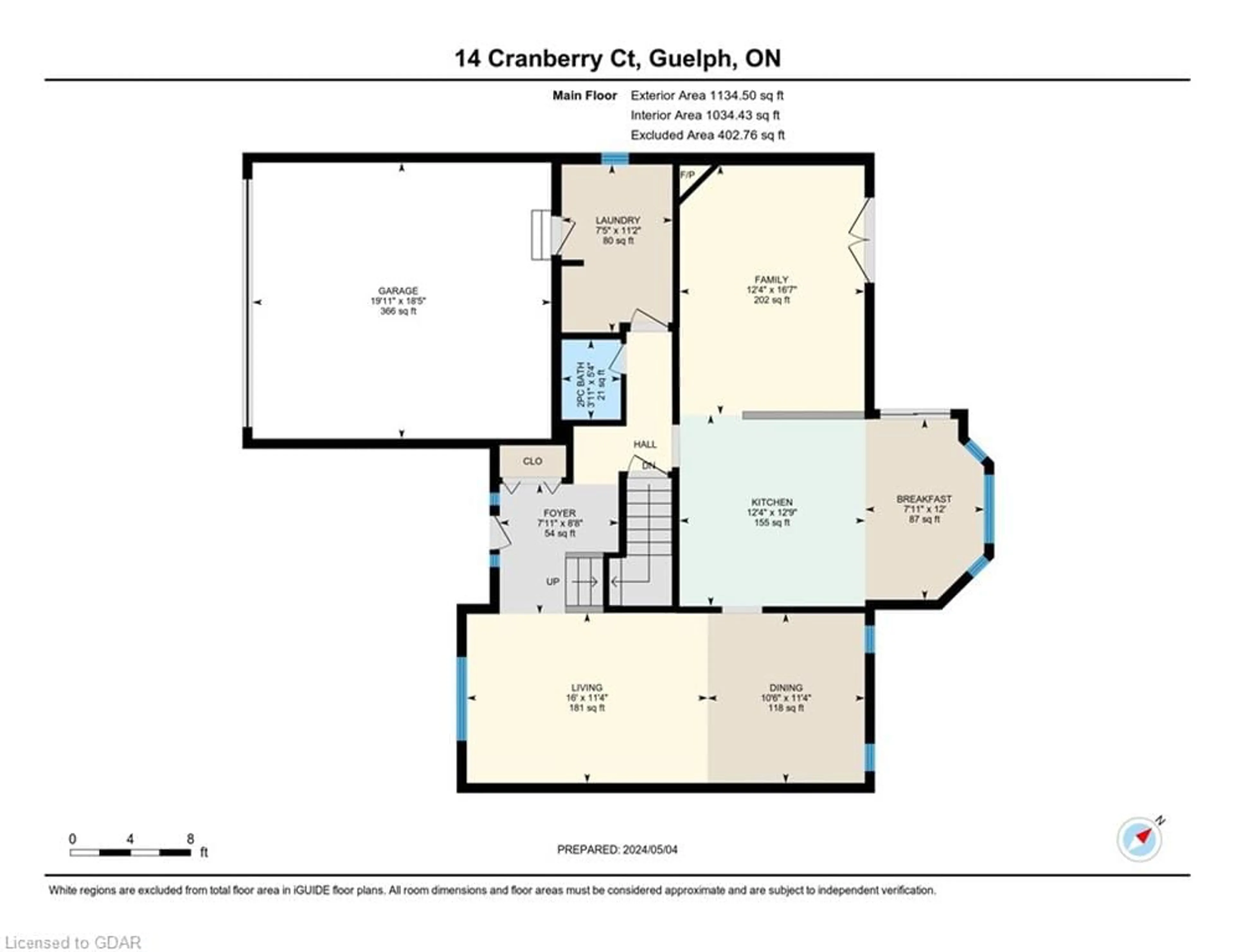 Floor plan for 14 Cranberry Crt, Guelph Ontario N1K 1R7