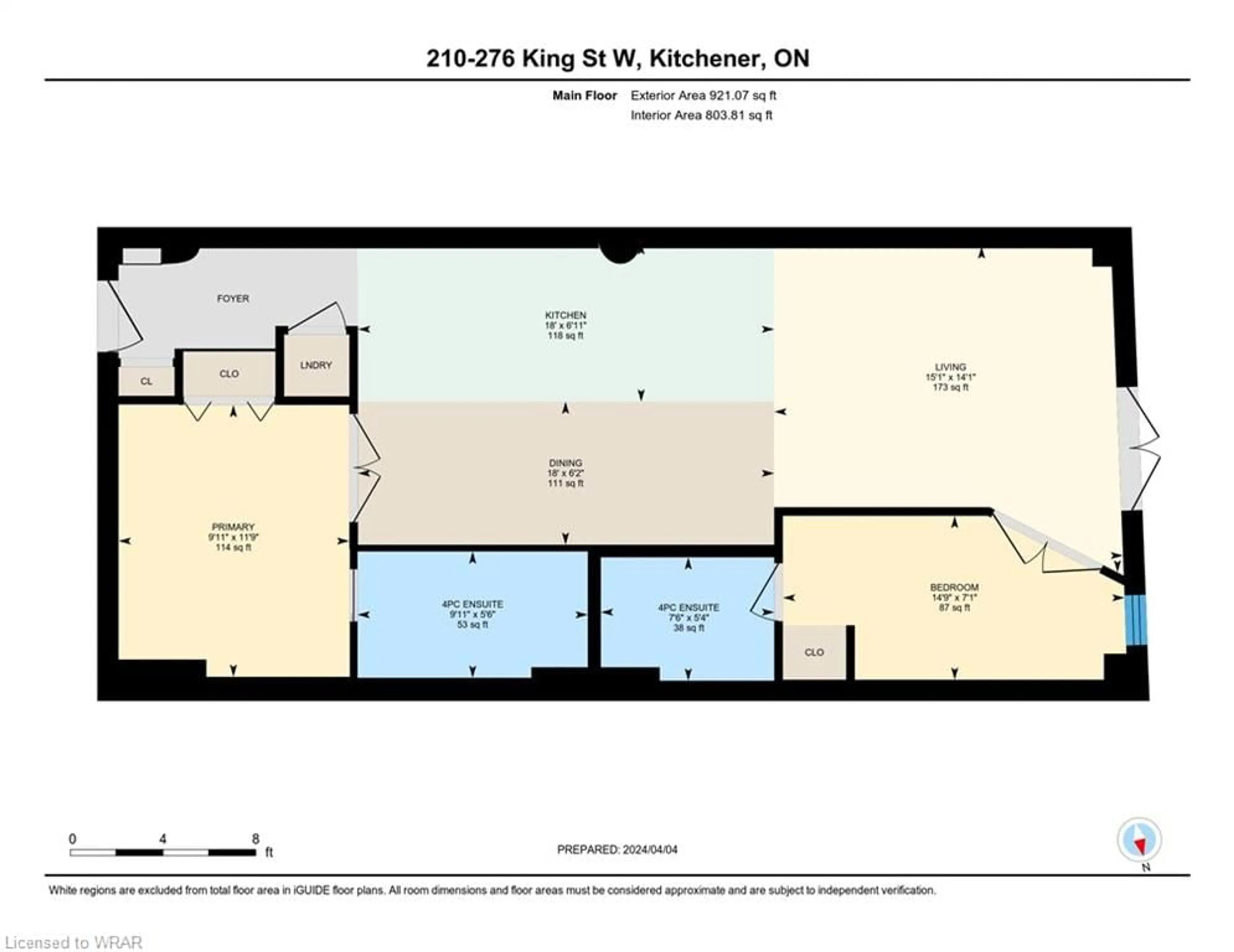 Floor plan for 276 King St #210, Kitchener Ontario N2G 1B6