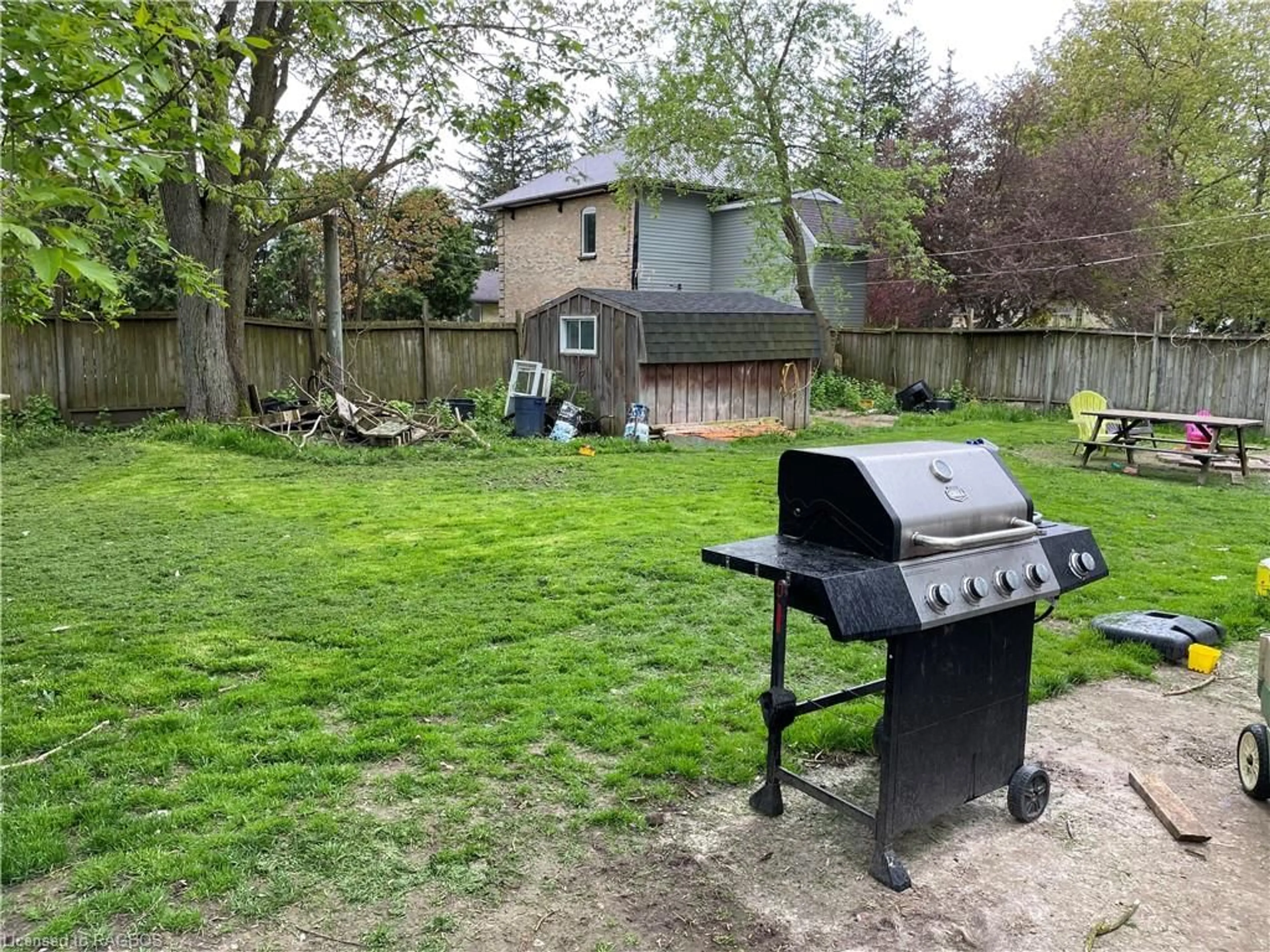 Patio, the fenced backyard for 46 Robertson St, Harriston Ontario N0G 1Z0