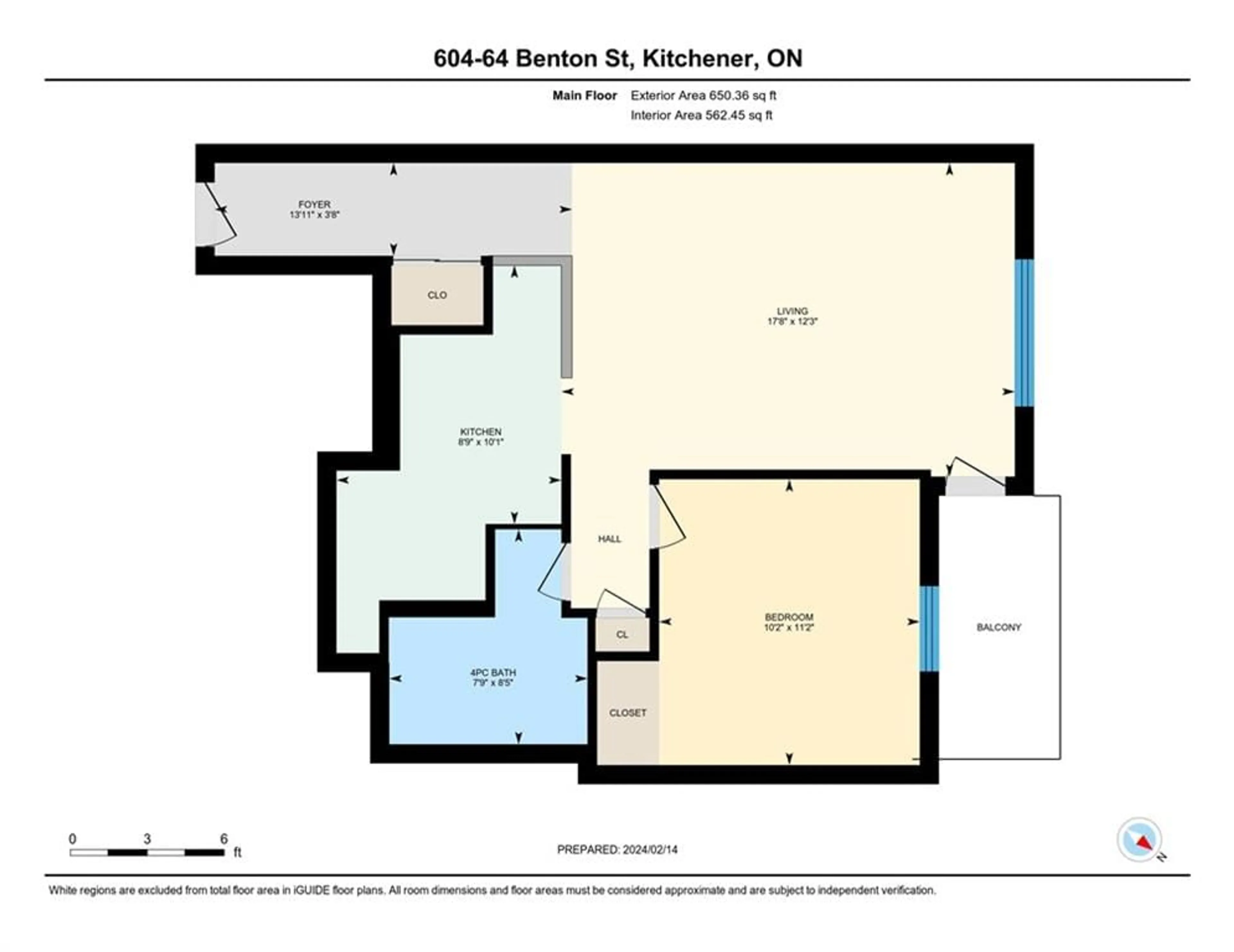 Floor plan for 64 Benton St #604, Kitchener Ontario N2G 4L9