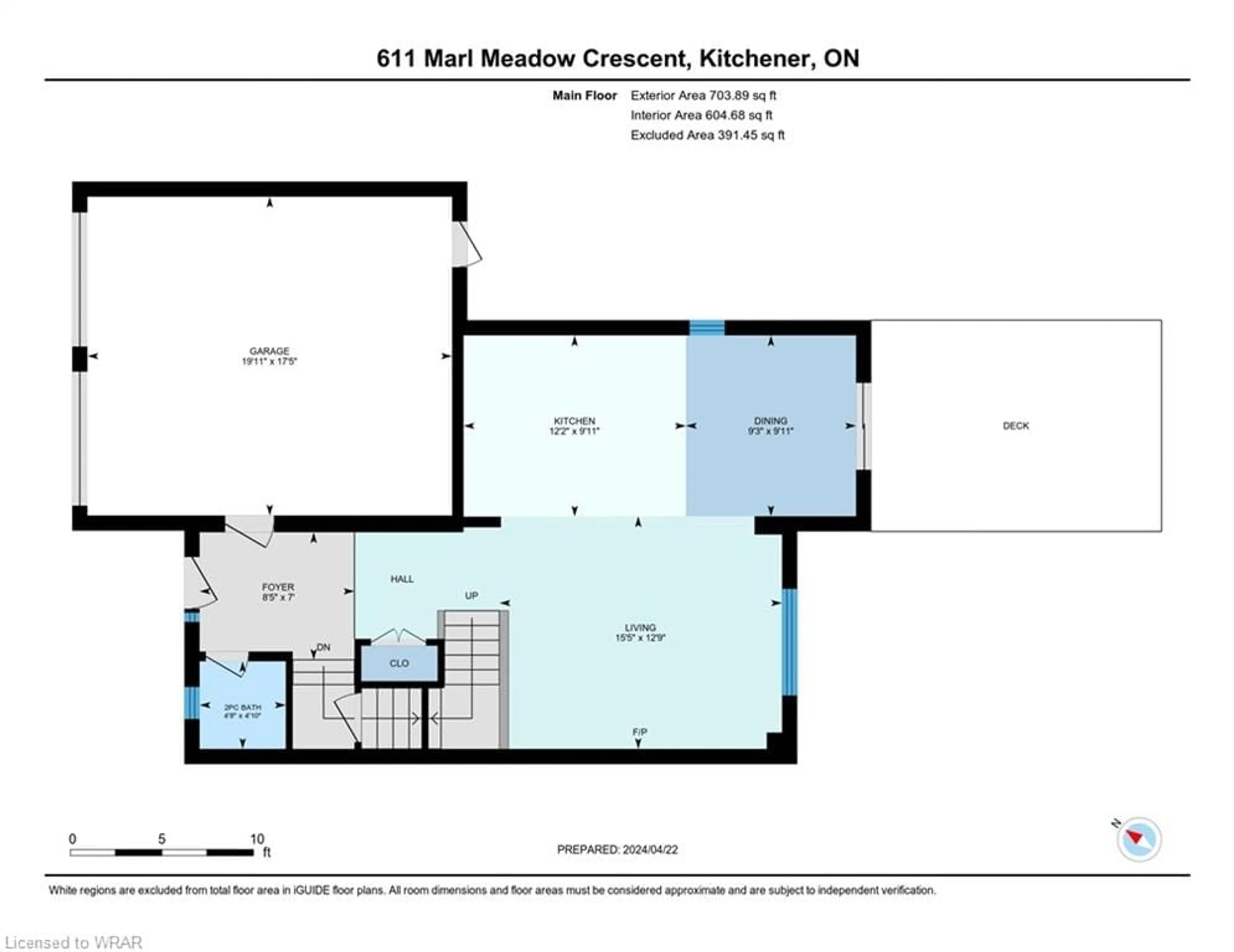 Floor plan for 611 Marl Meadow Cres, Kitchener Ontario N2R 1L3