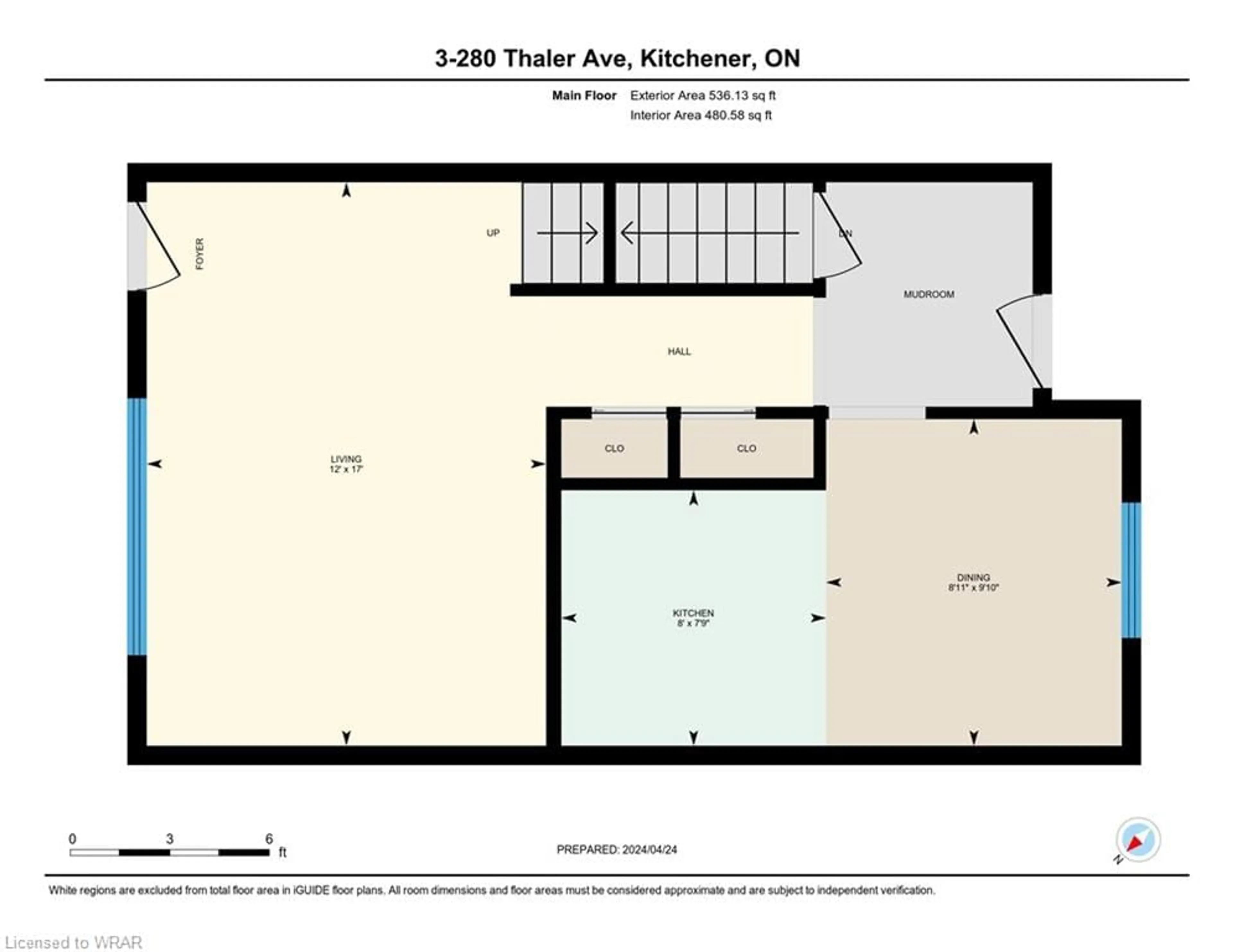 Floor plan for 280 Thaler Ave #3, Kitchener Ontario N2A 1R6