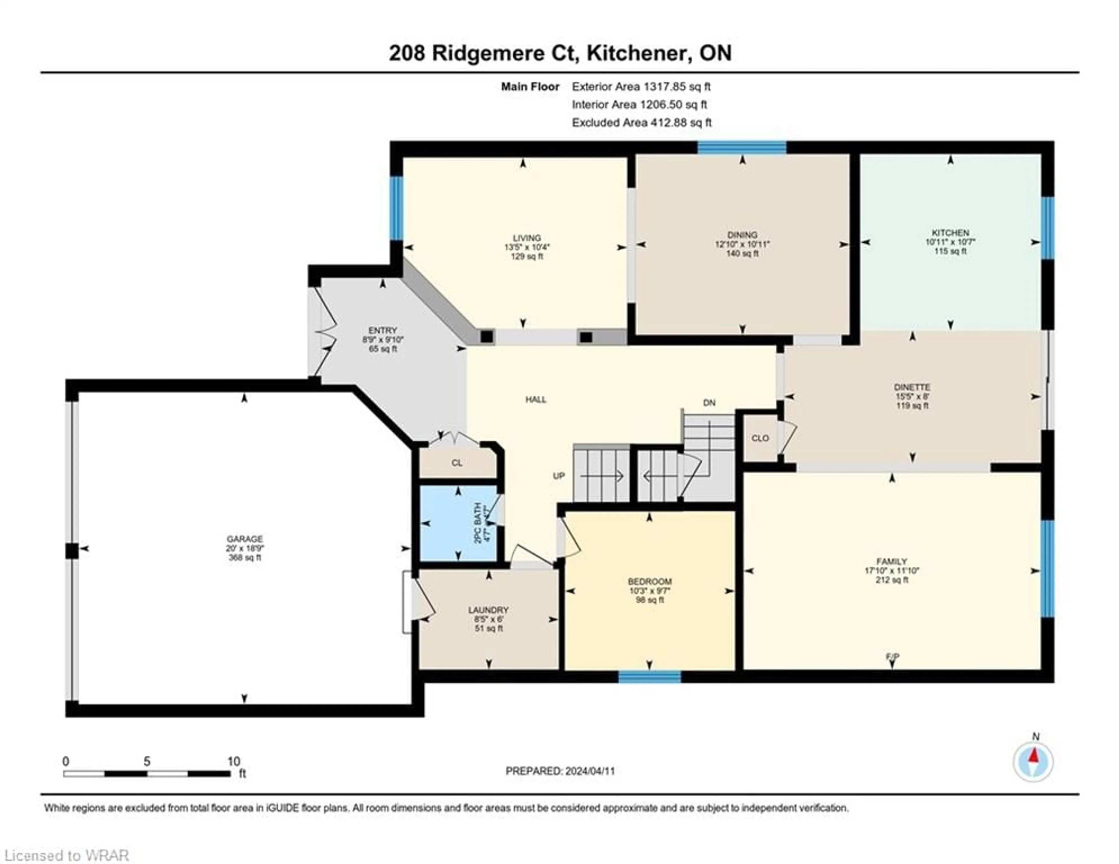 Floor plan for 208 Ridgemere Crt, Kitchener Ontario N2P 2V5