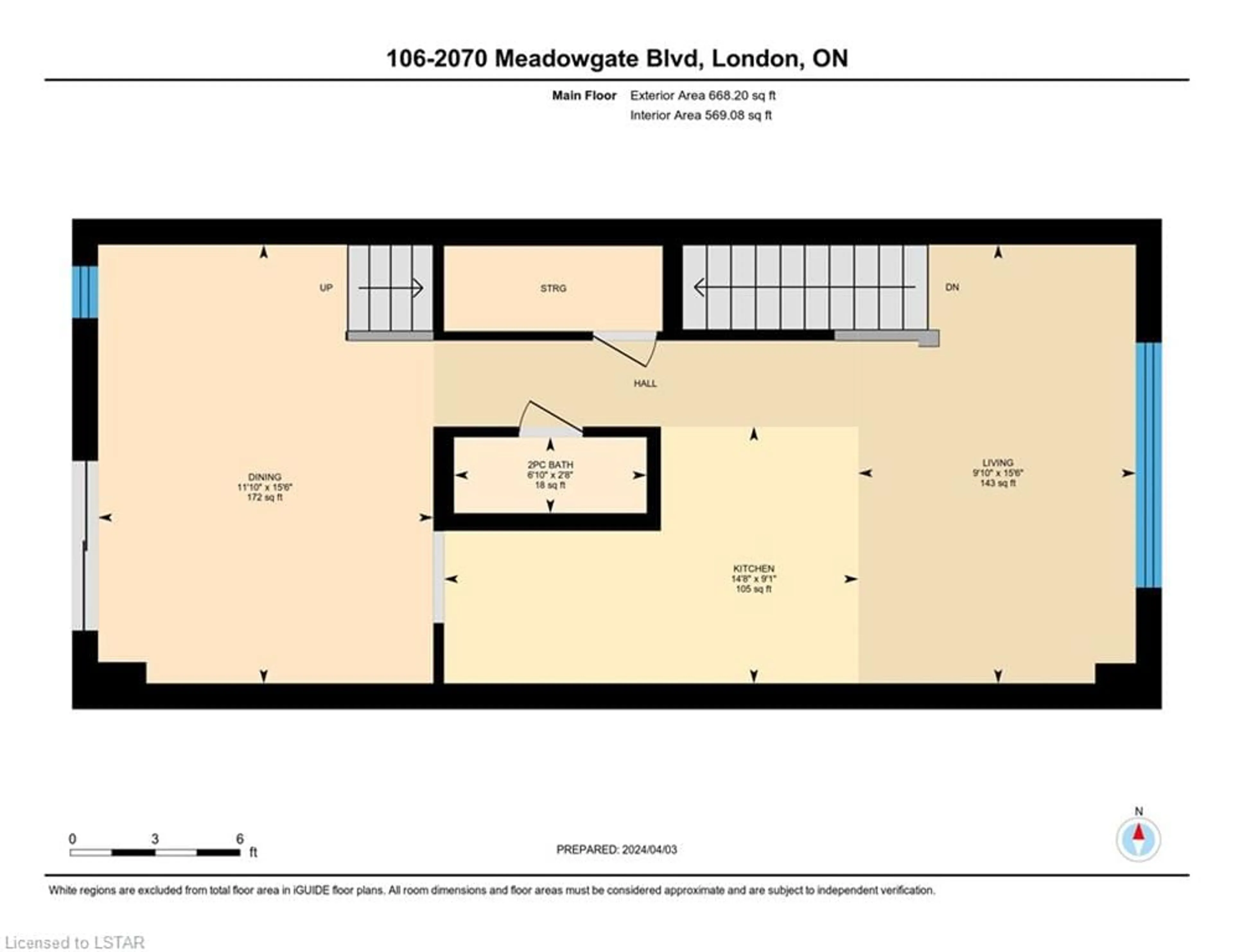 Floor plan for 2070 Meadowgate Blvd #106, London Ontario N6M 1C6