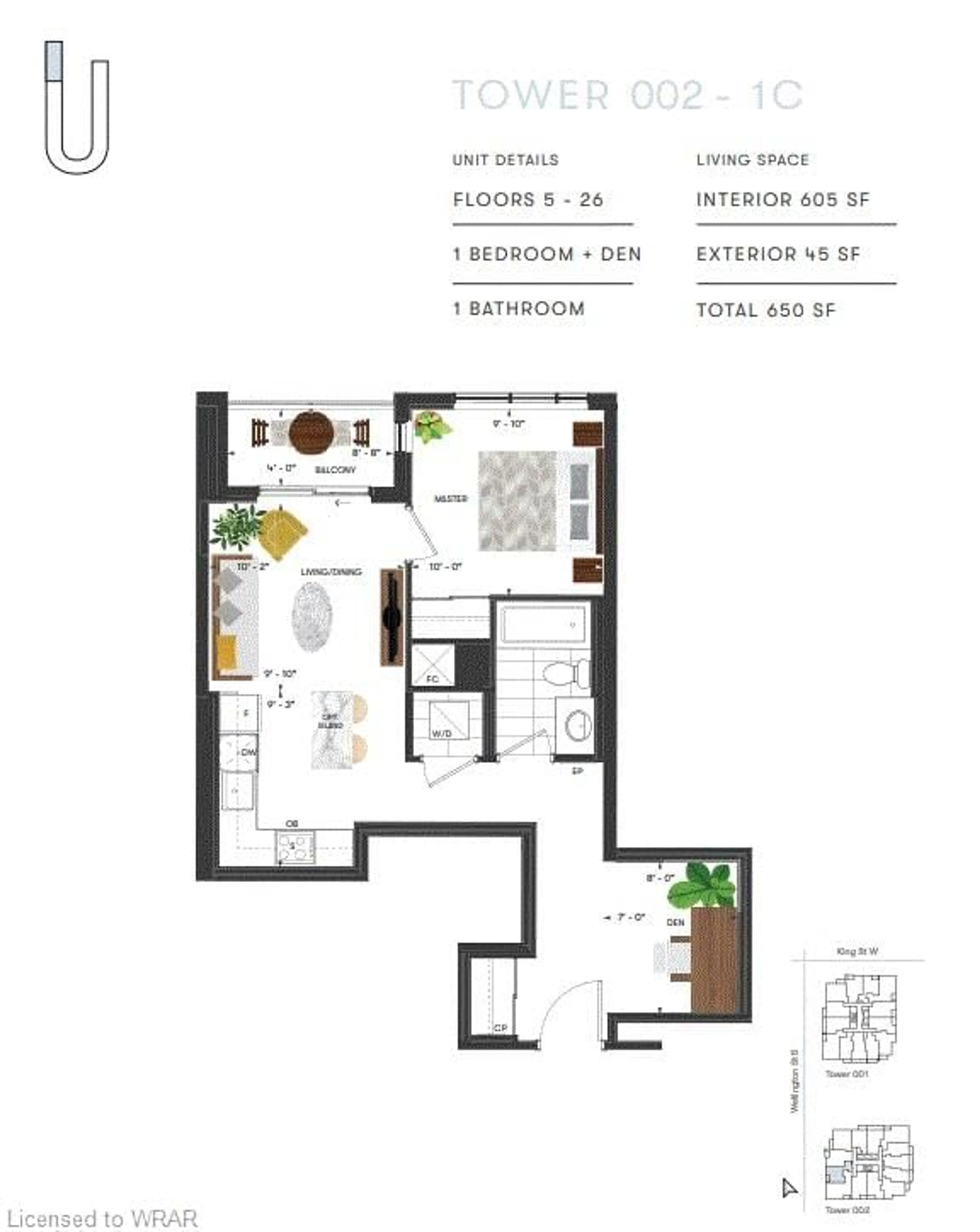 Floor plan for 15 Wellington St #610, Kitchener Ontario N2G 0E3