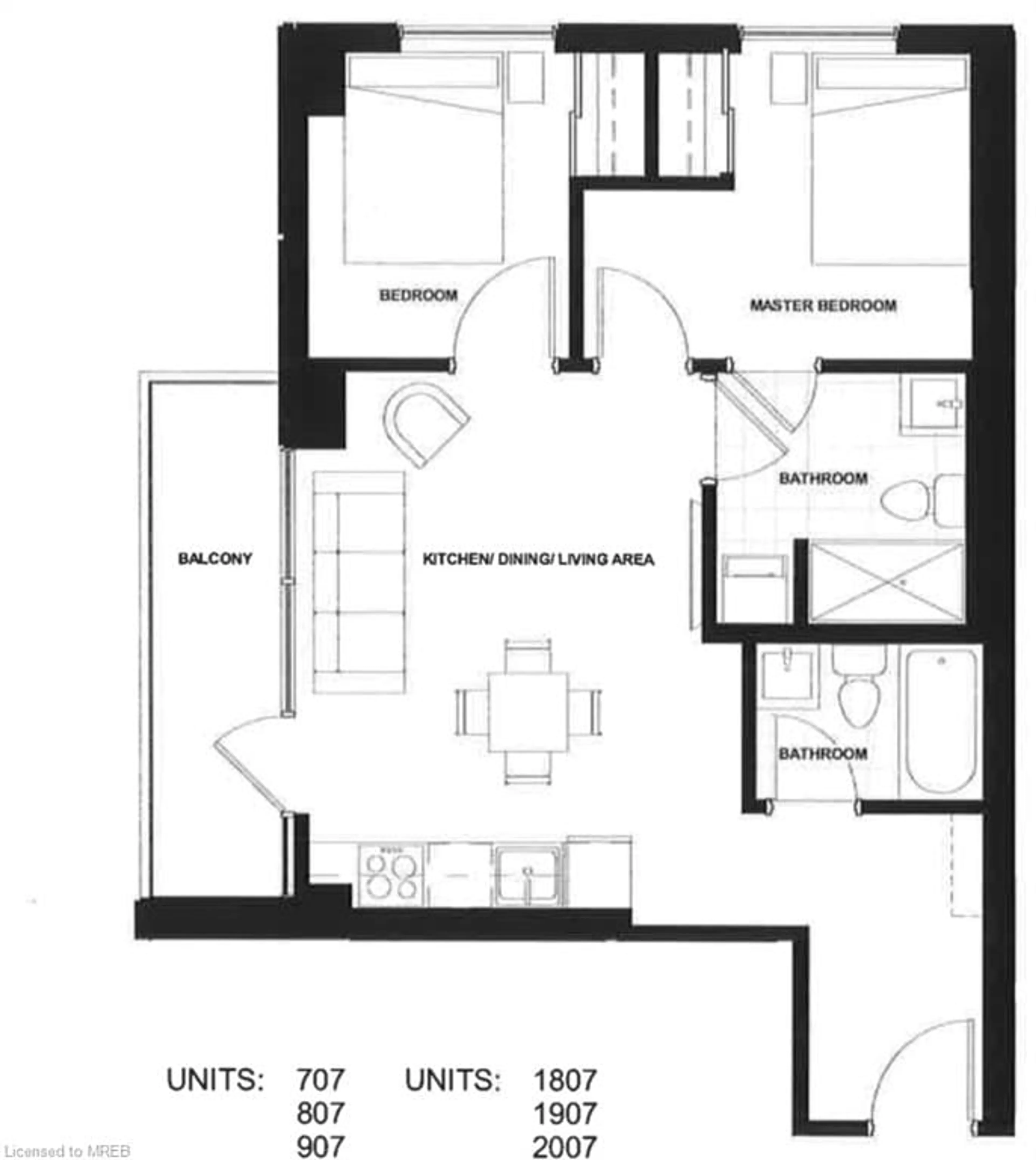 Floor plan for 60 Frederick St #1507, Kitchener Ontario N2H 0C7