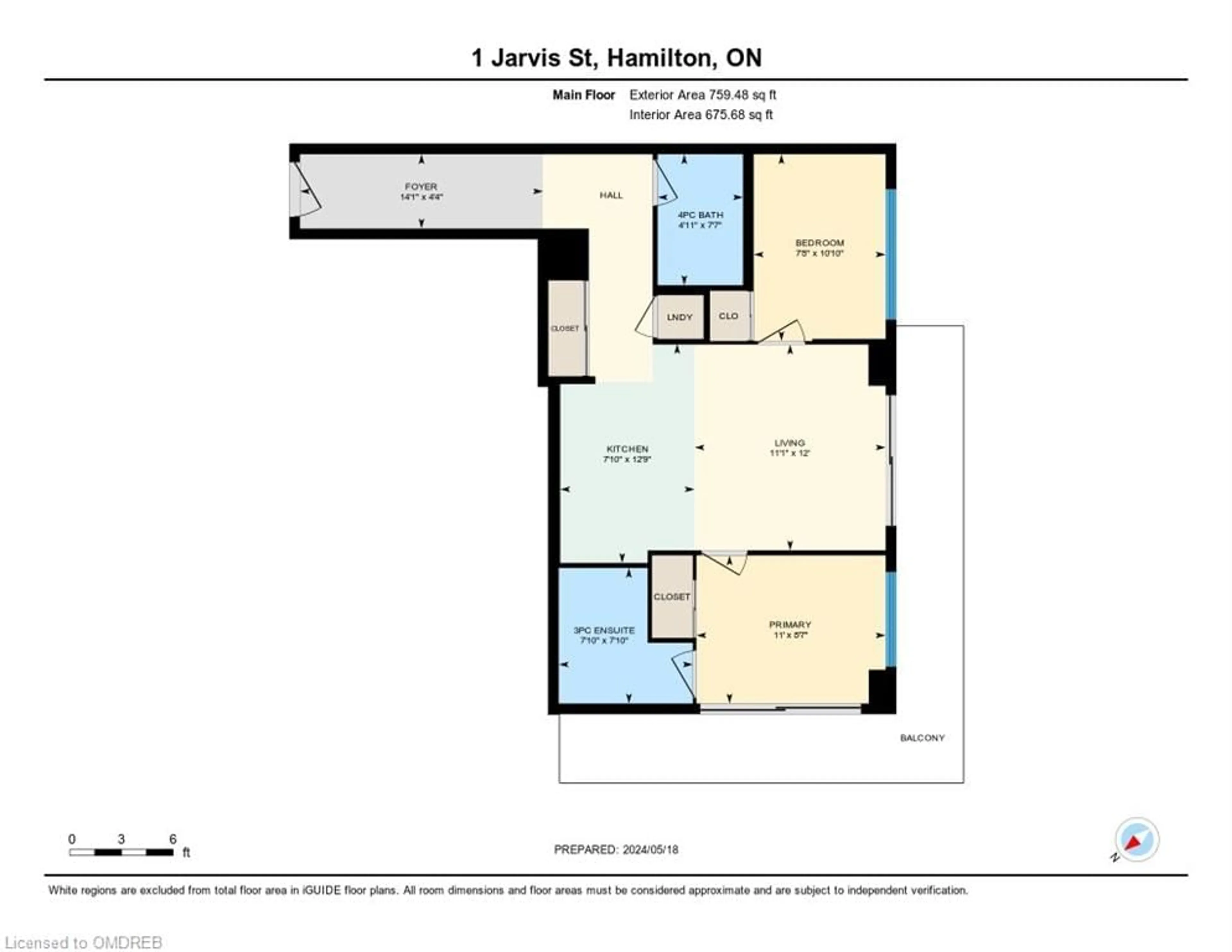 Floor plan for 1 Jarvis St #1308, Hamilton Ontario L8R 0A8