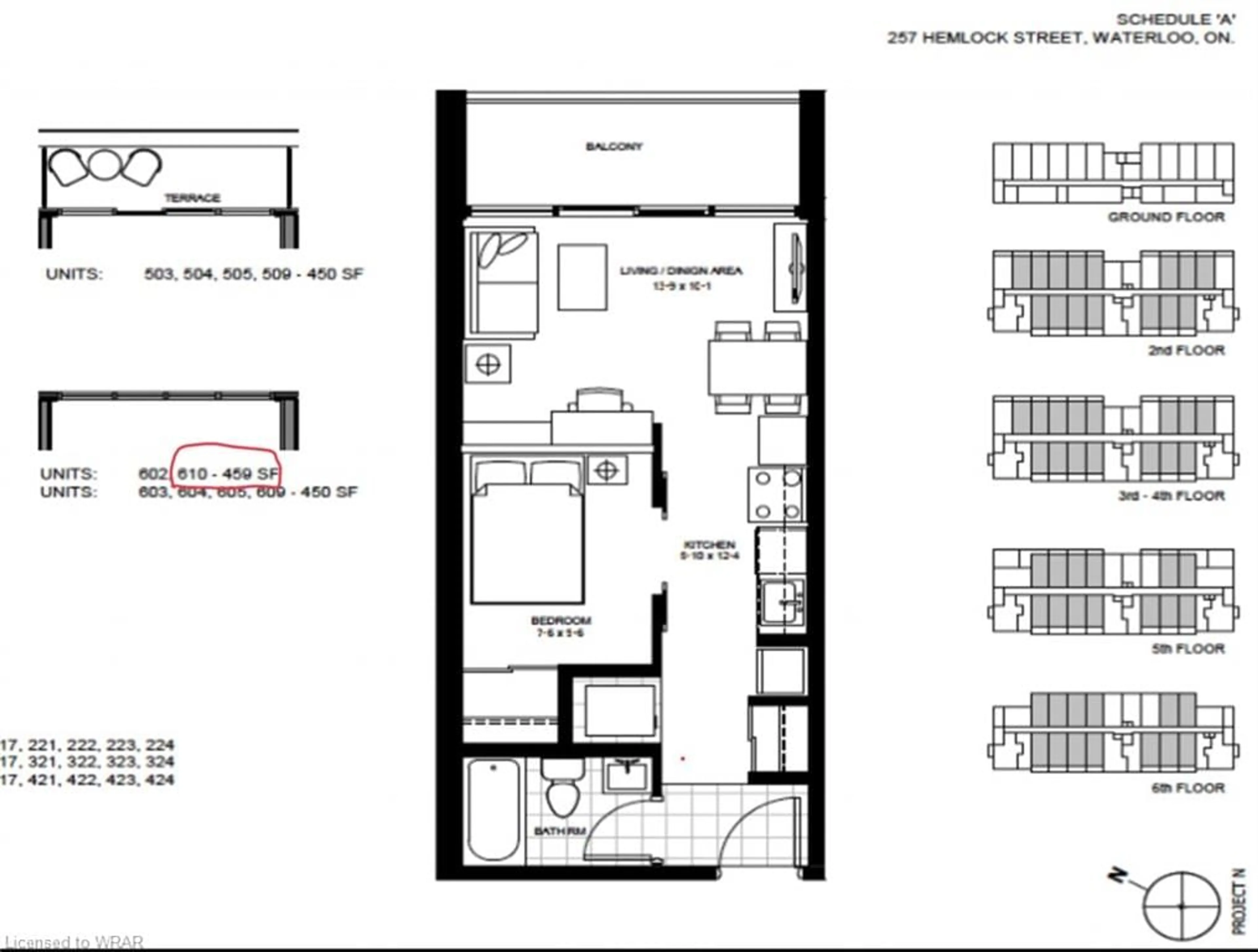 Floor plan for 257 Hemlock Street St #610, Waterloo Ontario N2L 3R4