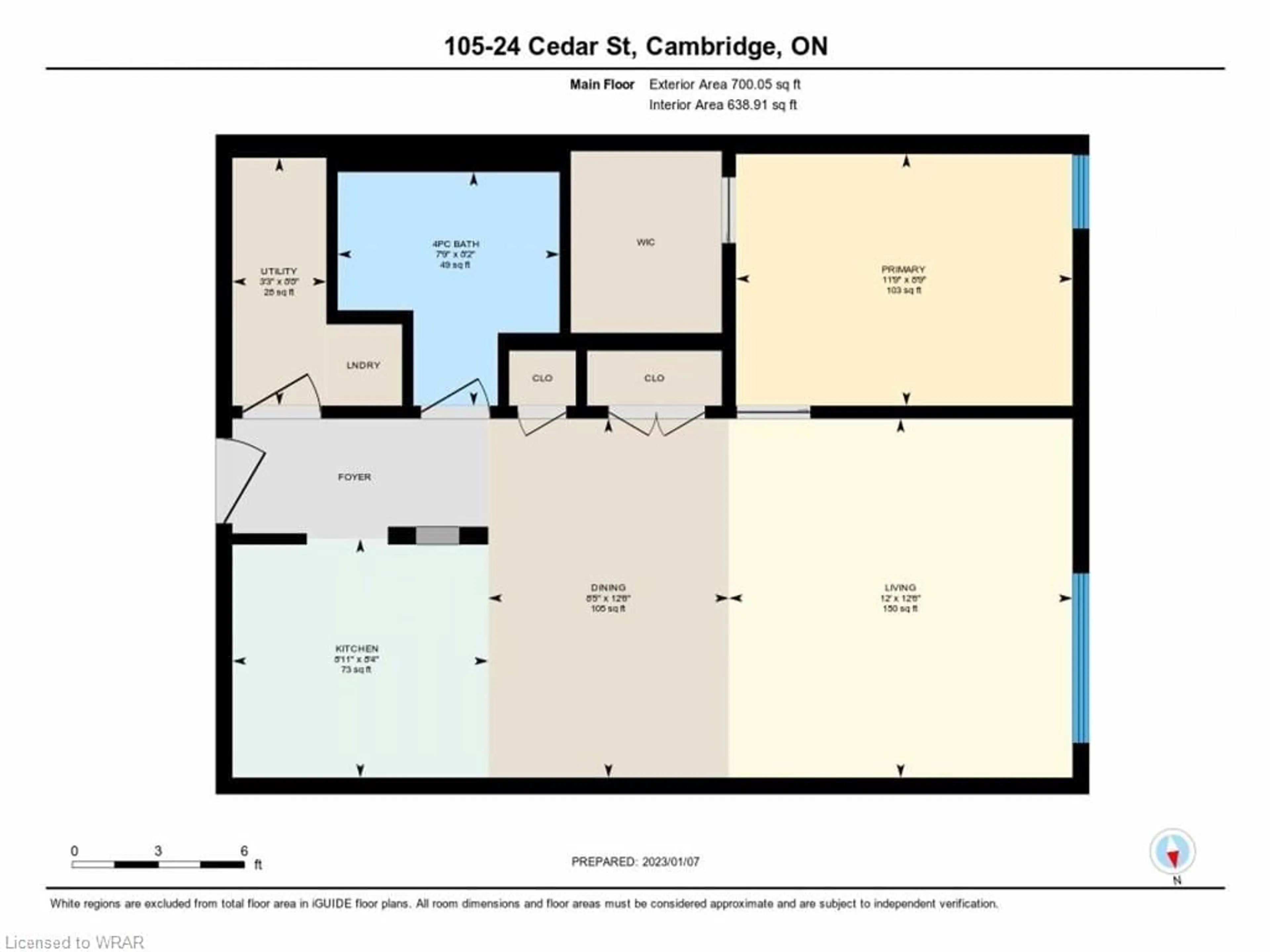 Floor plan for 24 Cedar St #105, Cambridge Ontario N1S 0B2