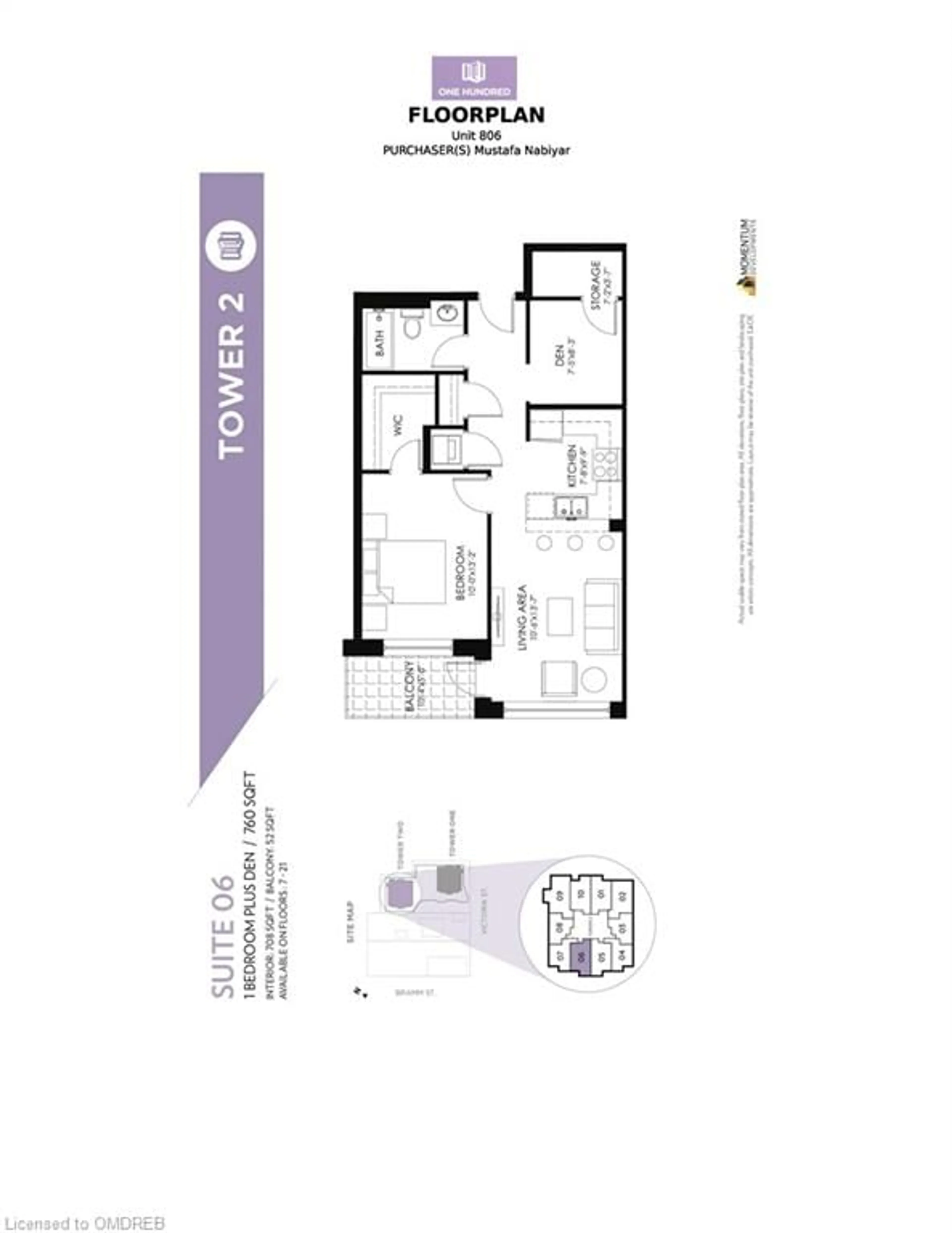 Floor plan for 104 Garment St #806, Kitchener Ontario N2G 0C8