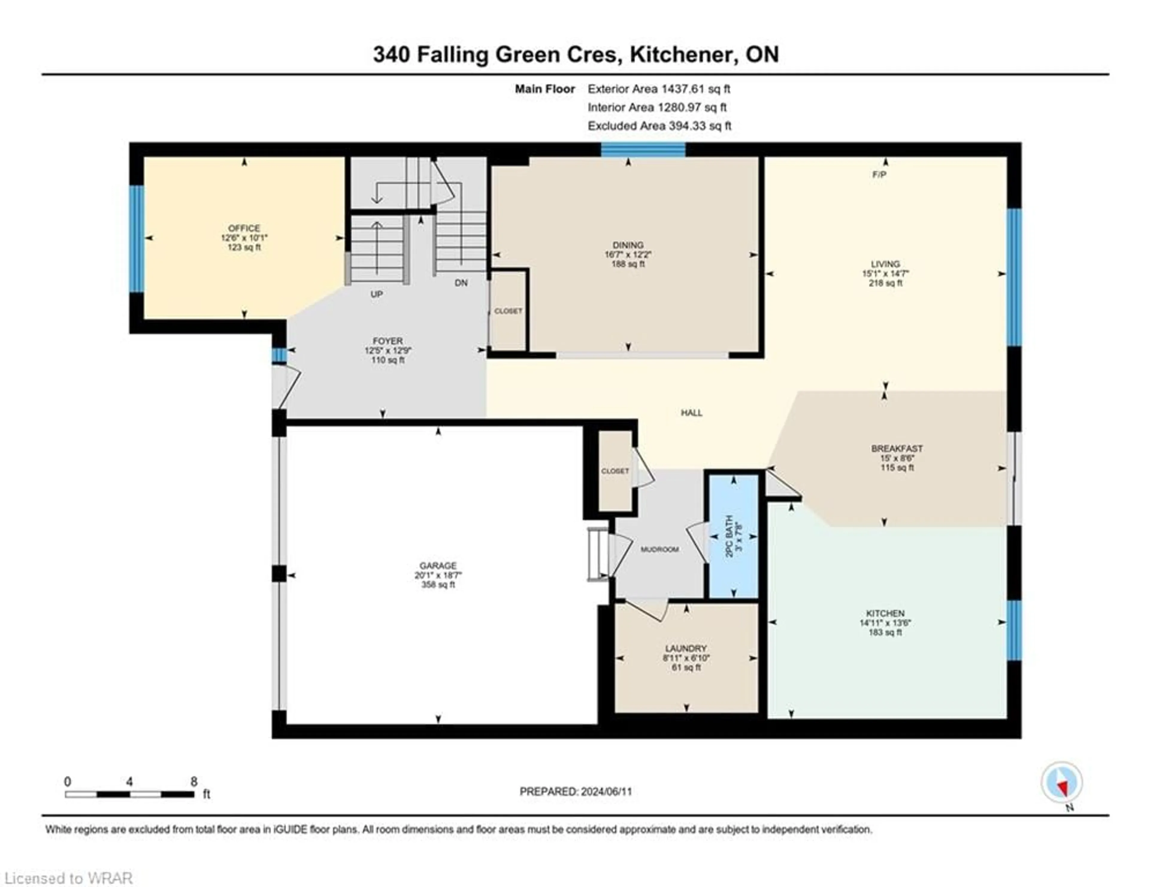 Floor plan for 340 Falling Green Cres, Kitchener Ontario N2R 0G4