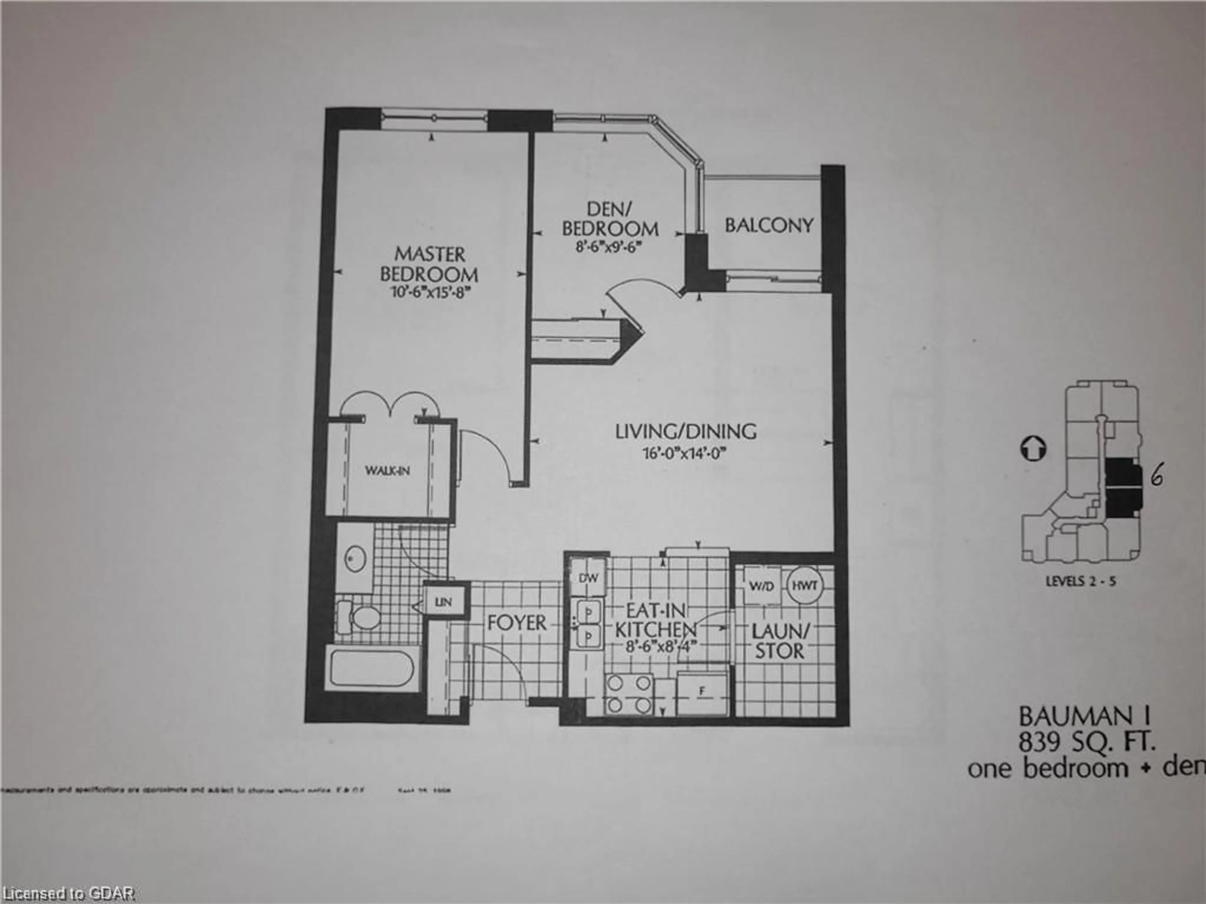 Floor plan for 20 St George St #506, Kitchener Ontario N2G 2S7