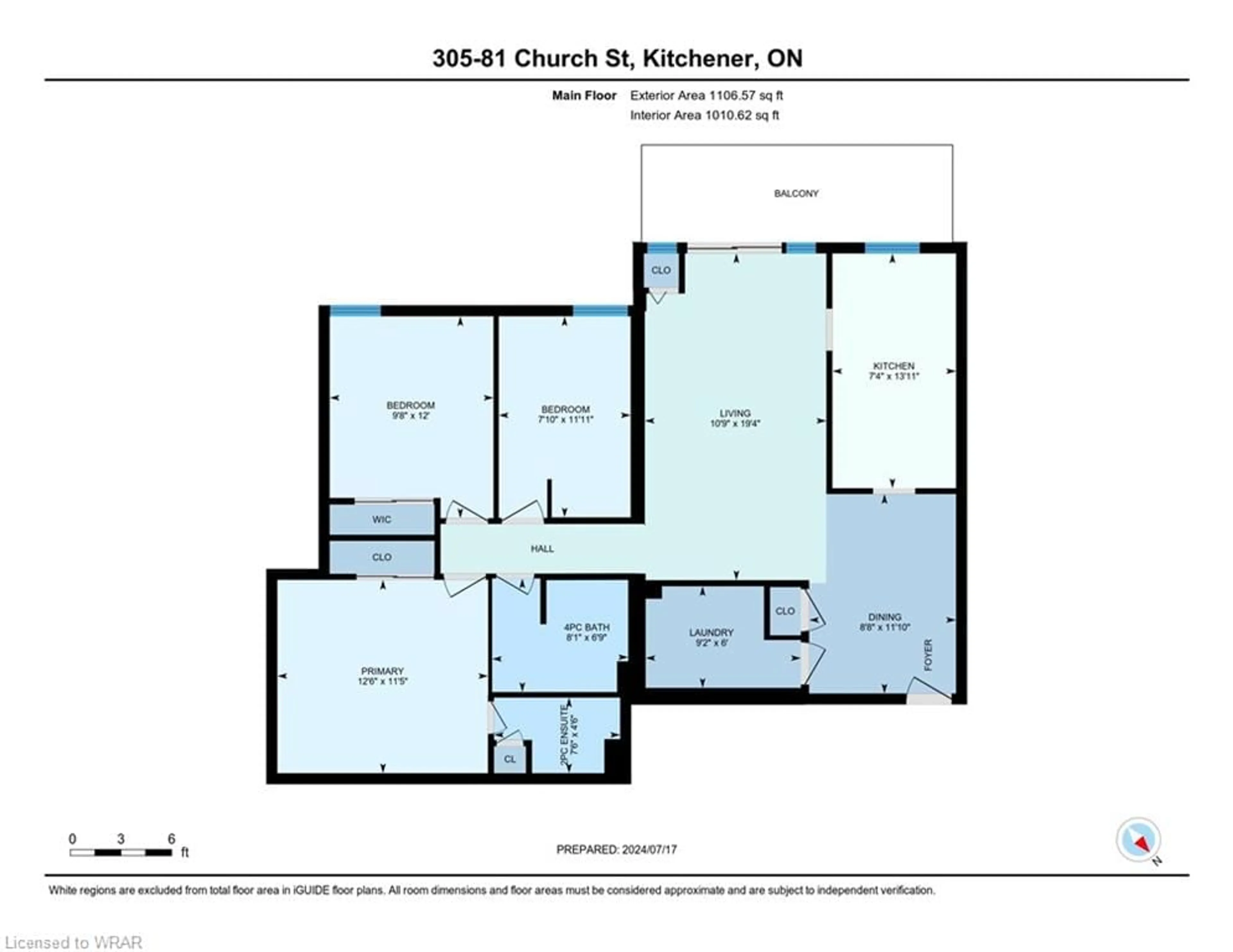 Floor plan for 81 Church St #405, Kitchener Ontario N2G 4M1