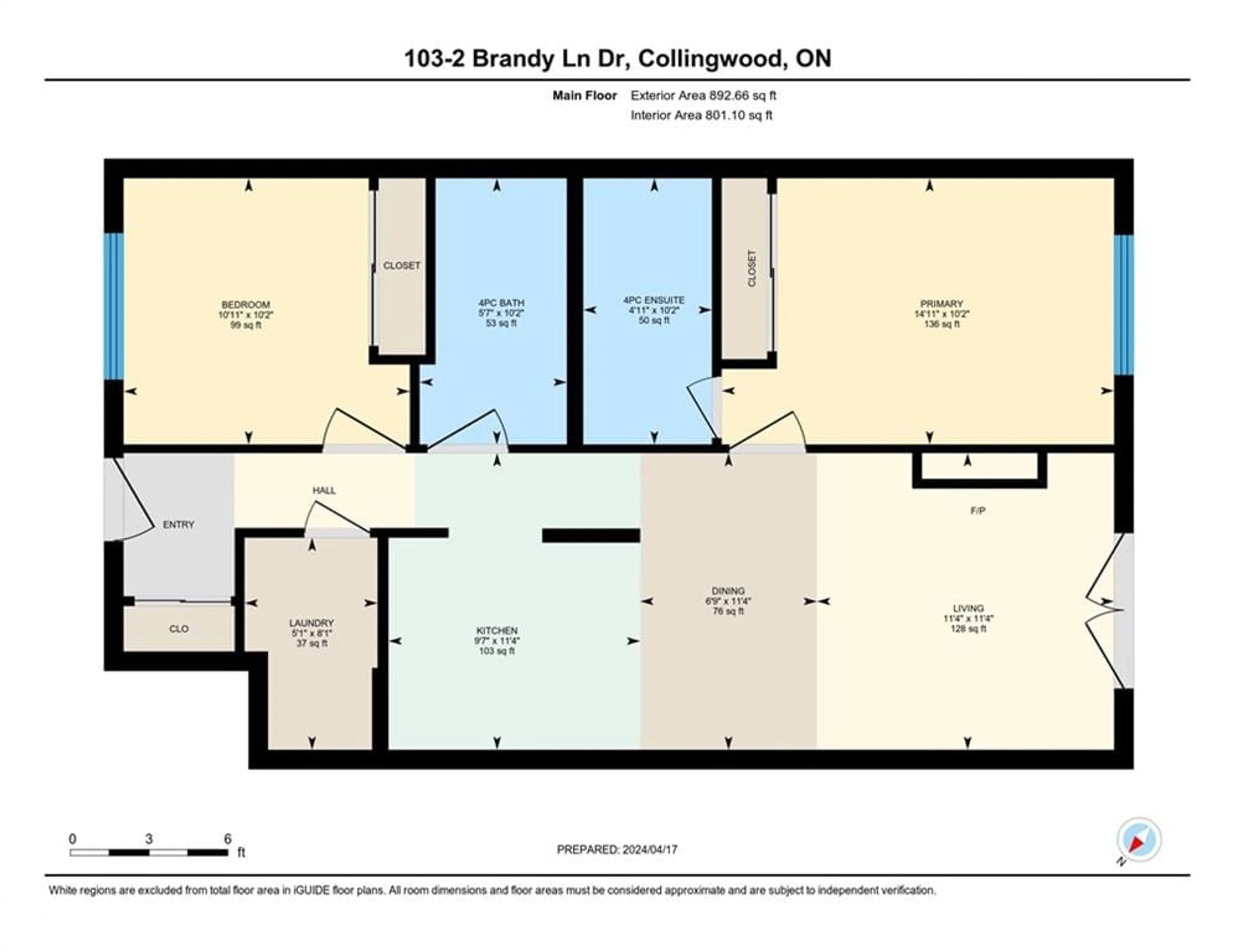 Floor plan for 2 Brandy Lane Dr #103, Collingwood Ontario L9Y 0X4