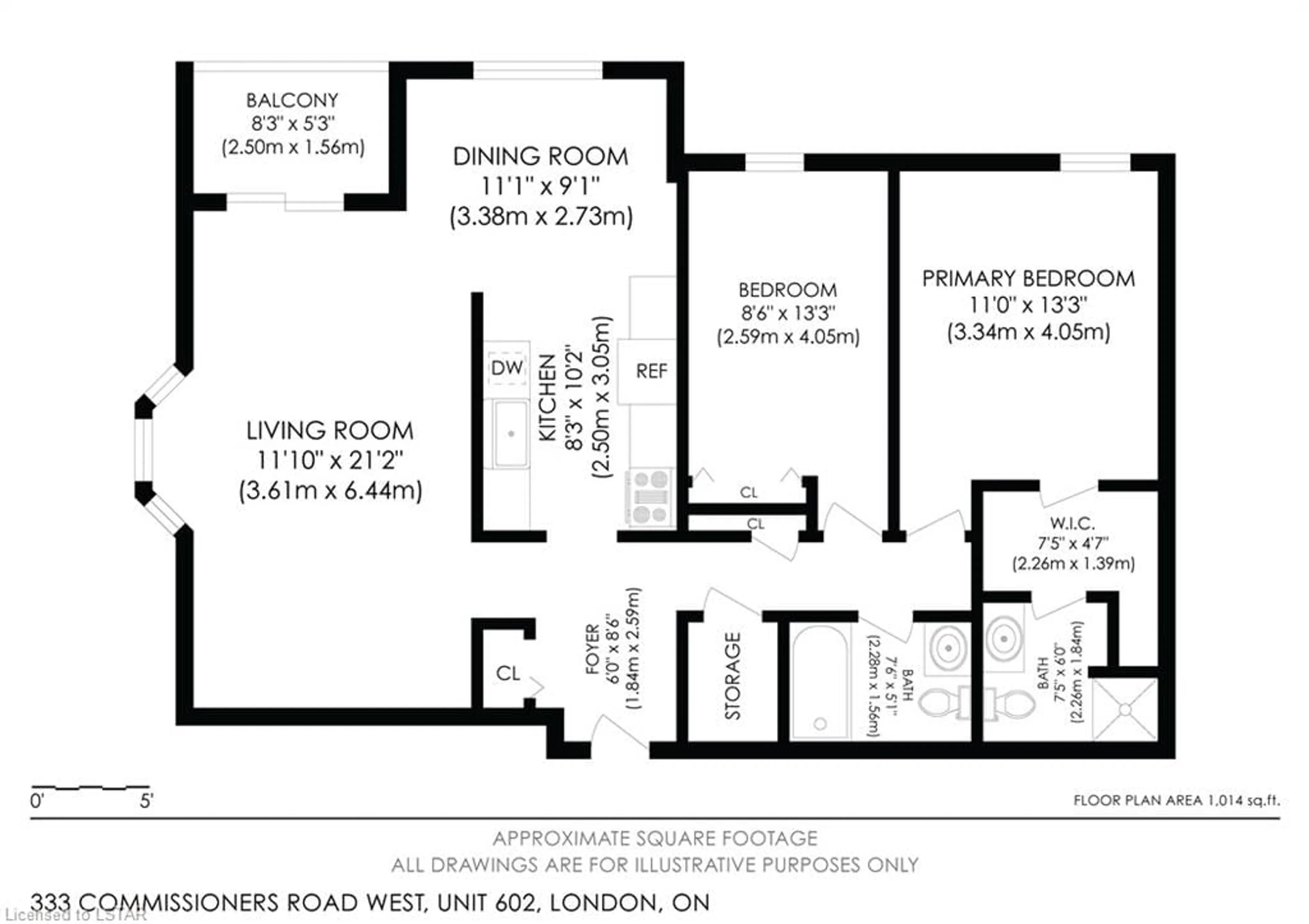 Floor plan for 333 Commissioners Rd #602, London Ontario N6J 4X7