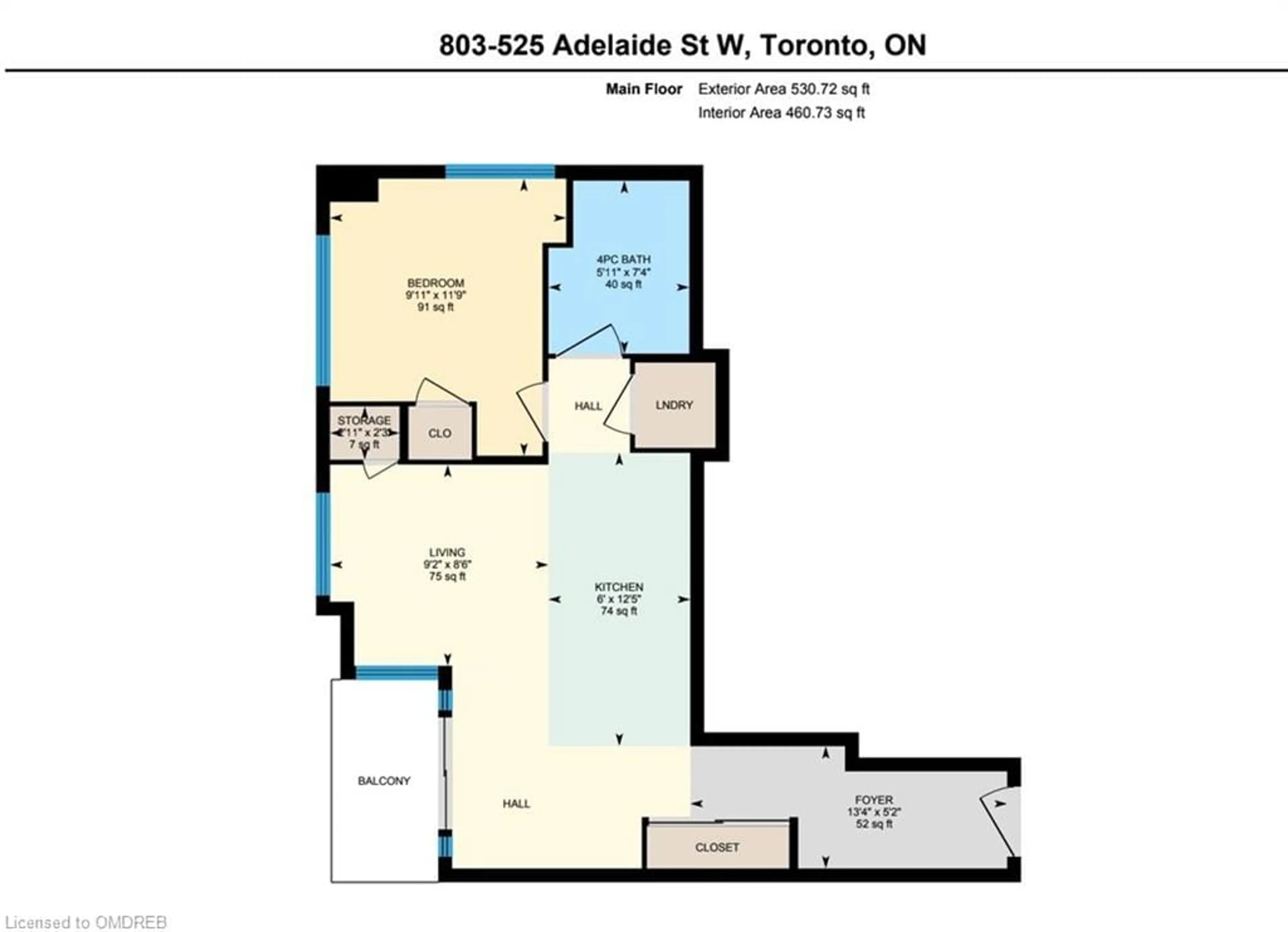 Floor plan for 525 Adelaide St #803, Toronto Ontario M5V 1T6