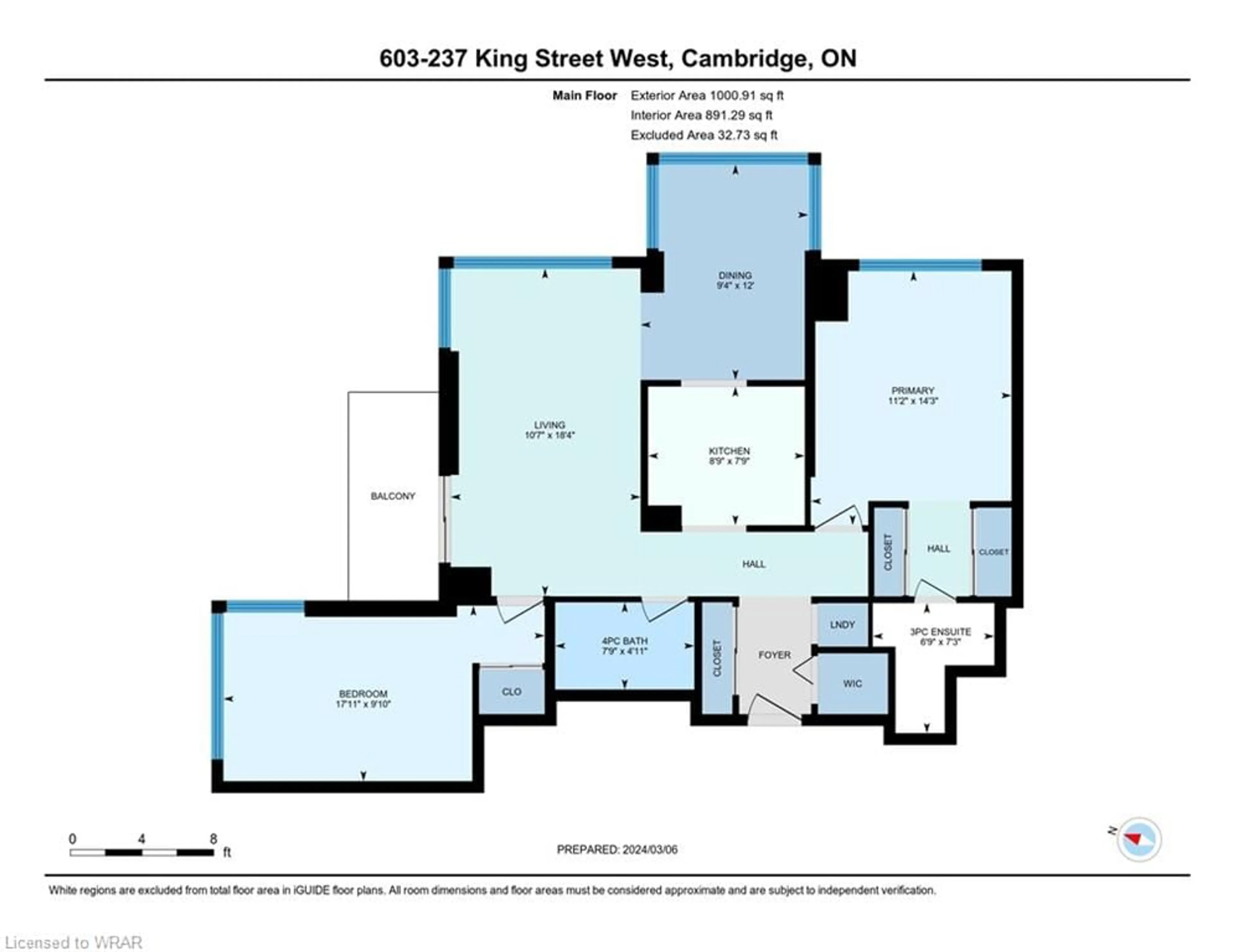 Floor plan for 237 King St #603, Cambridge Ontario N3H 5L2